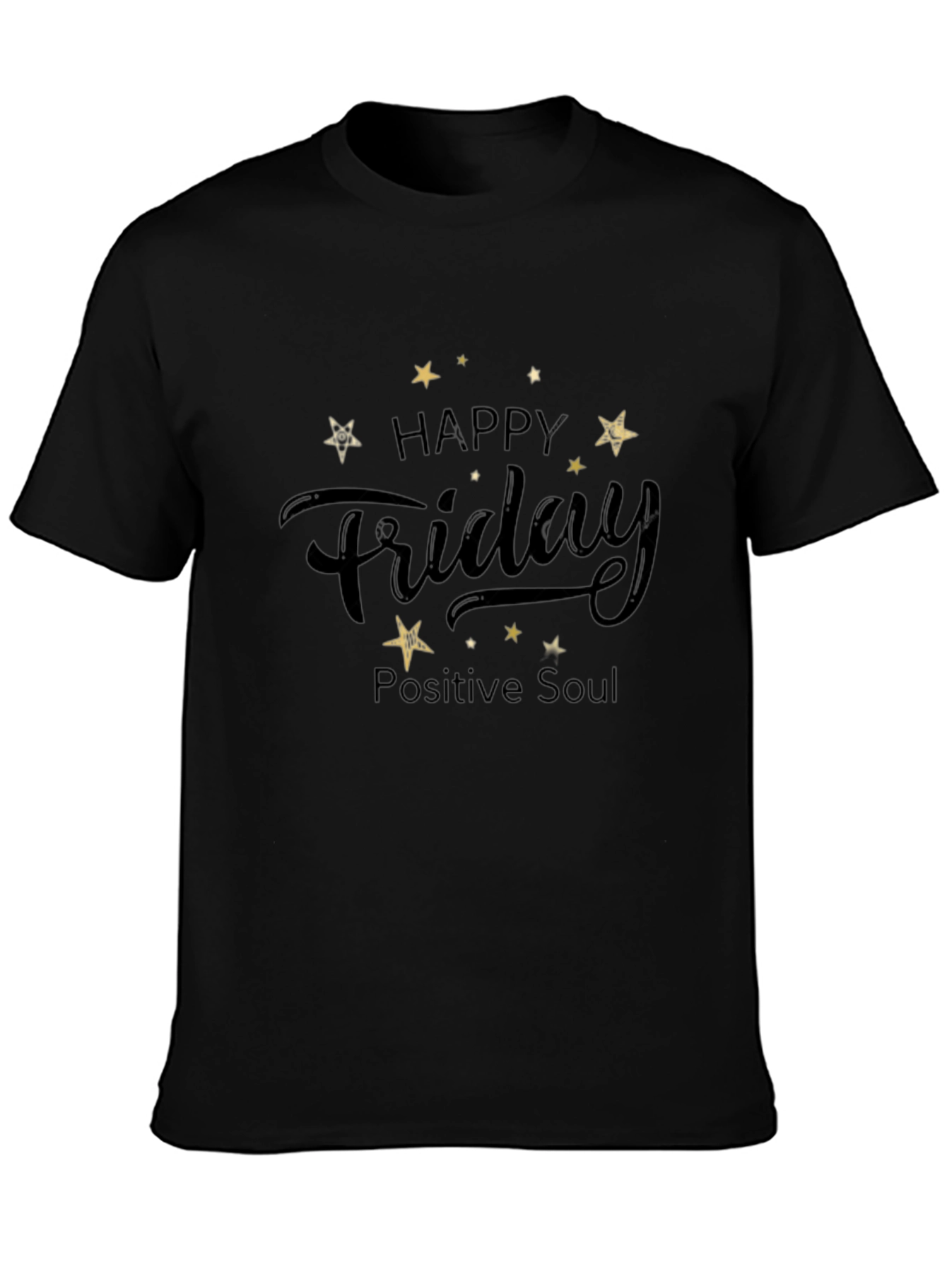 Black Happy Friday T-Shirt Positive Soul Black Tee view 3