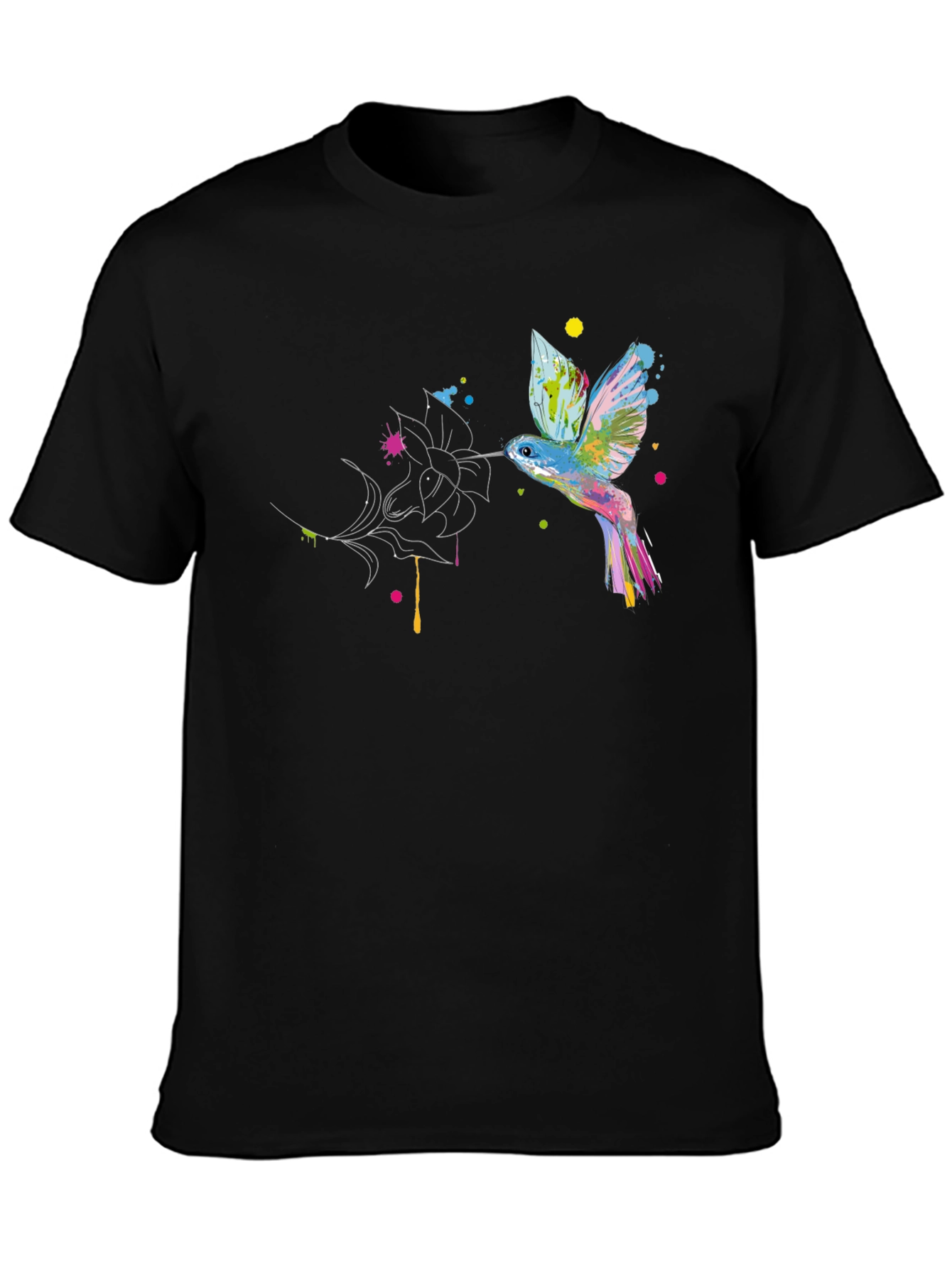 Black Hummingbird Graphic Black T-Shirt view 3