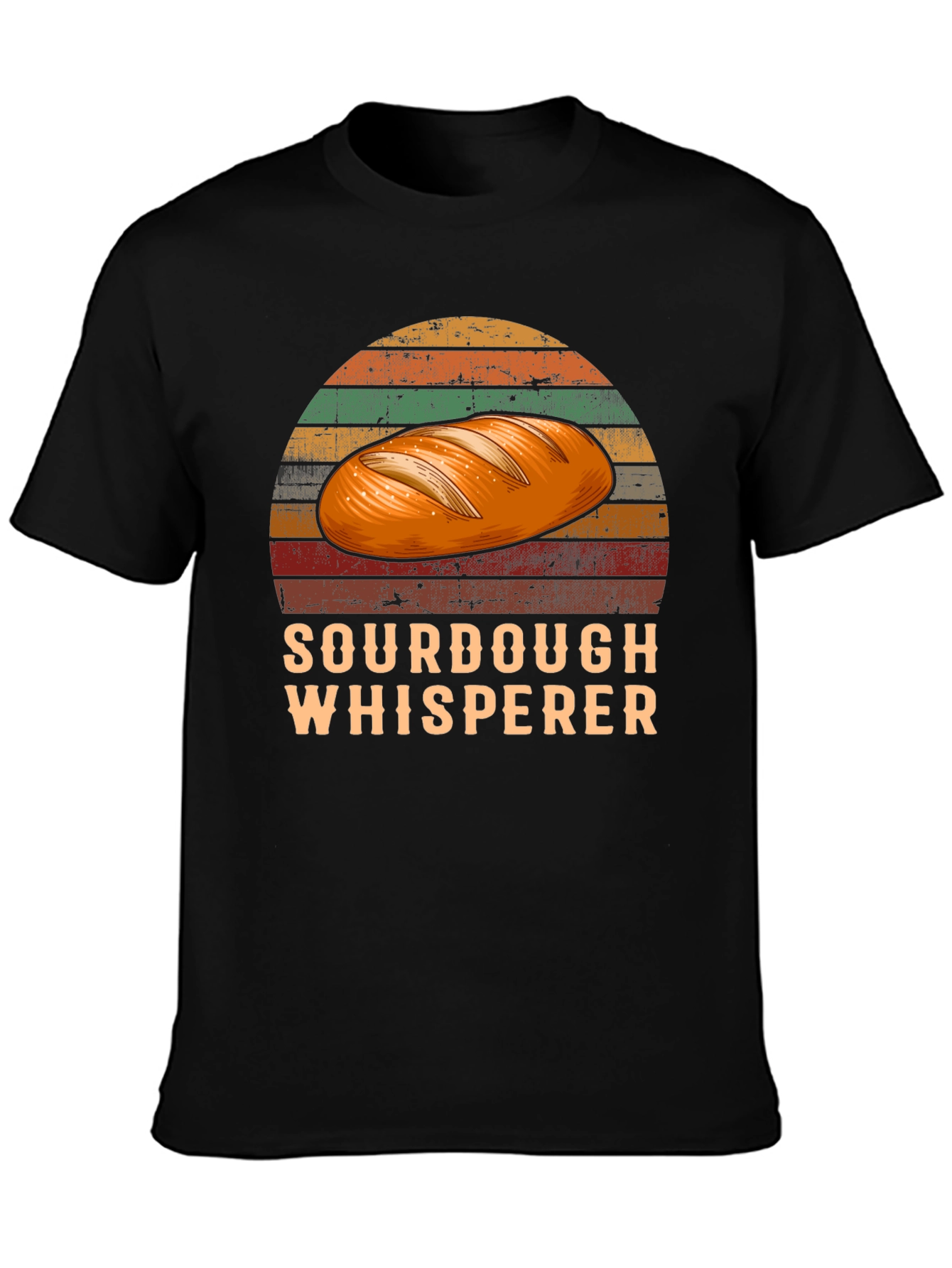 Black Sourdough Whisperer Retro Graphic T-Shirt view 3