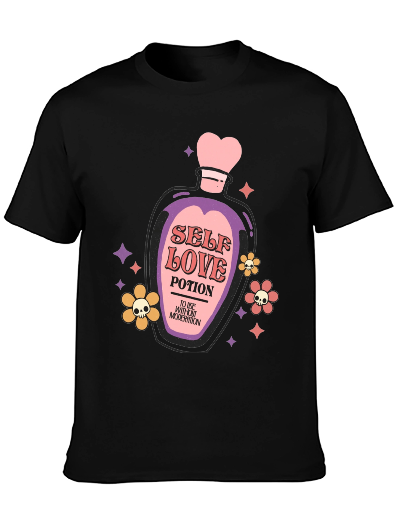 Black Self Love Potion Graphic T-Shirt view 3