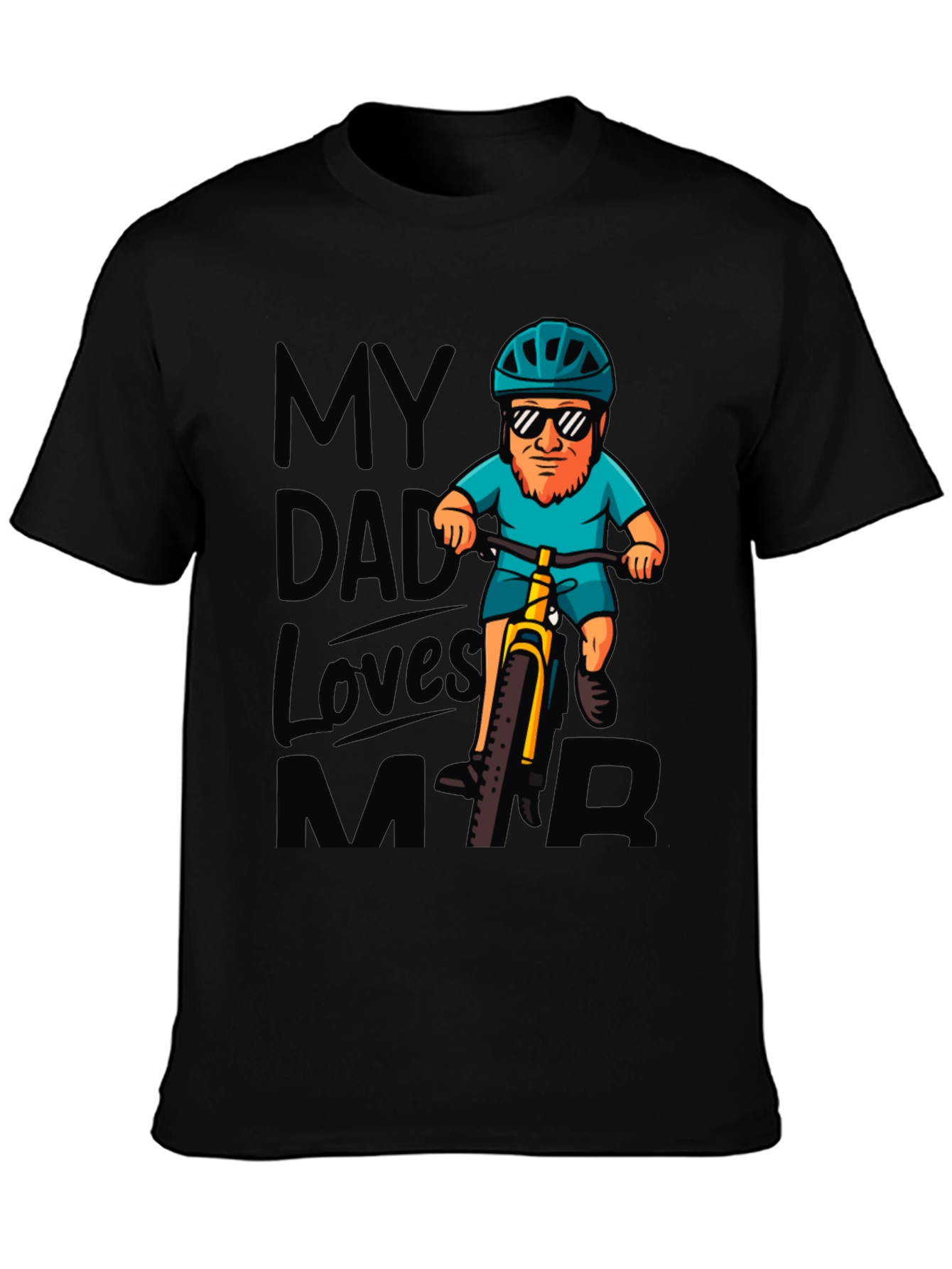 Black My Dad Loves MTB T-Shirt view 3