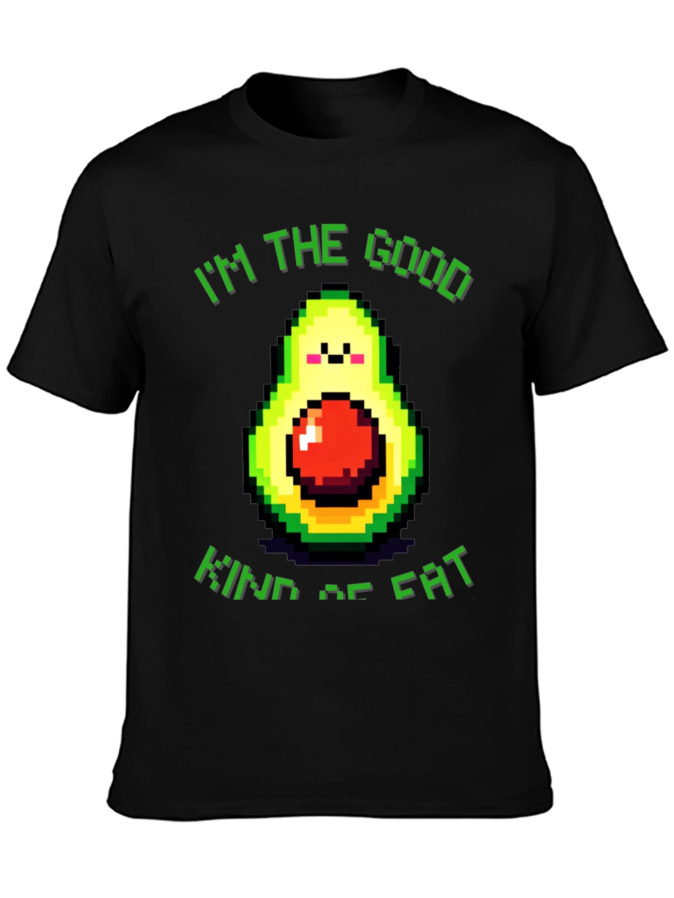 Black Funny Avocado T-Shirt - "I'm the Good Kind of Fat" view 3