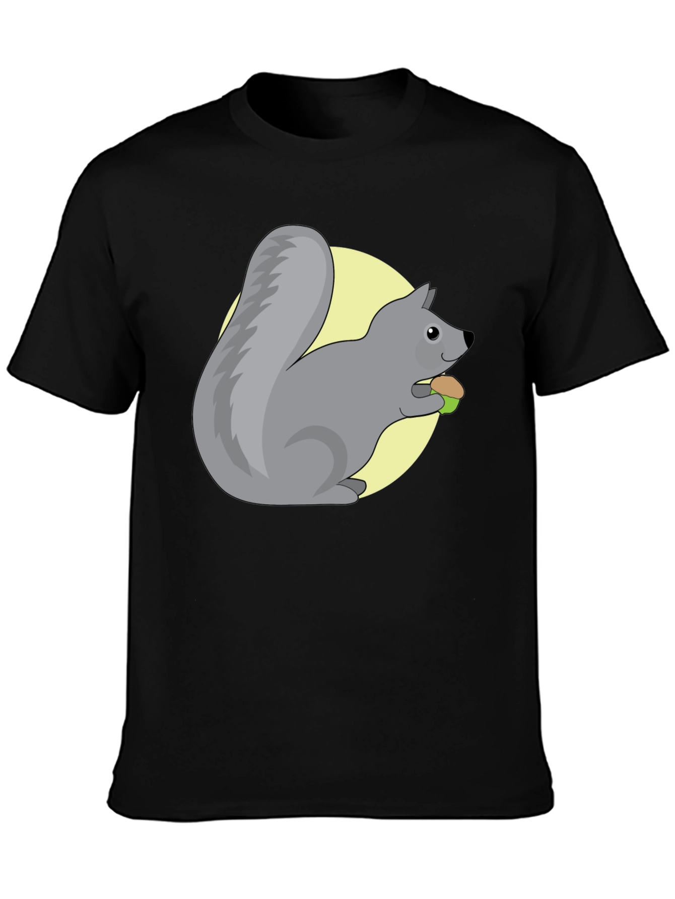 Cute Squirrel Eating Nut Graphic Tee - Black - 3