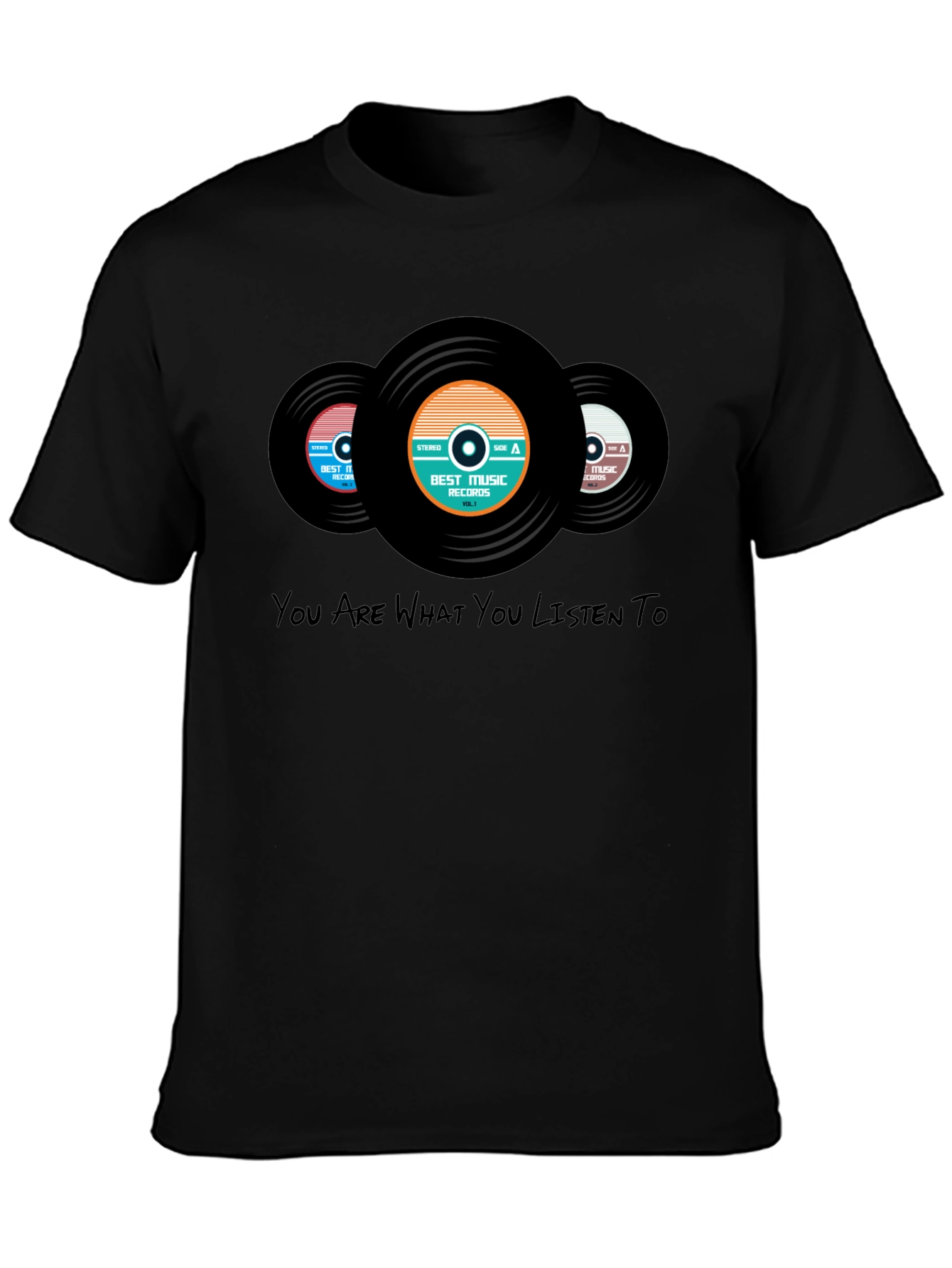 Black Vinyl Record Graphic Tee - Music Lover T-Shirt view 3