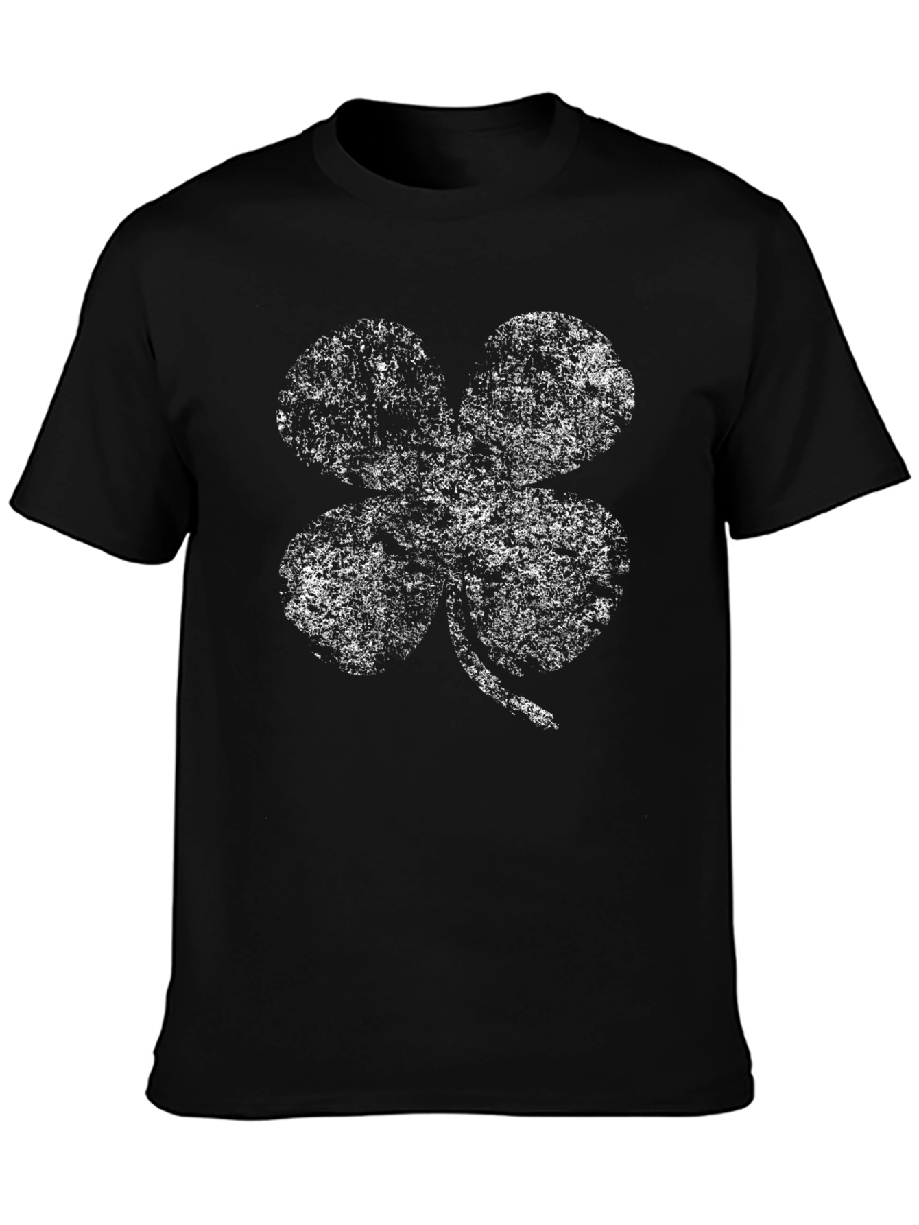 Black Lucky Four Leaf Clover Graphic Tee - Black view 3