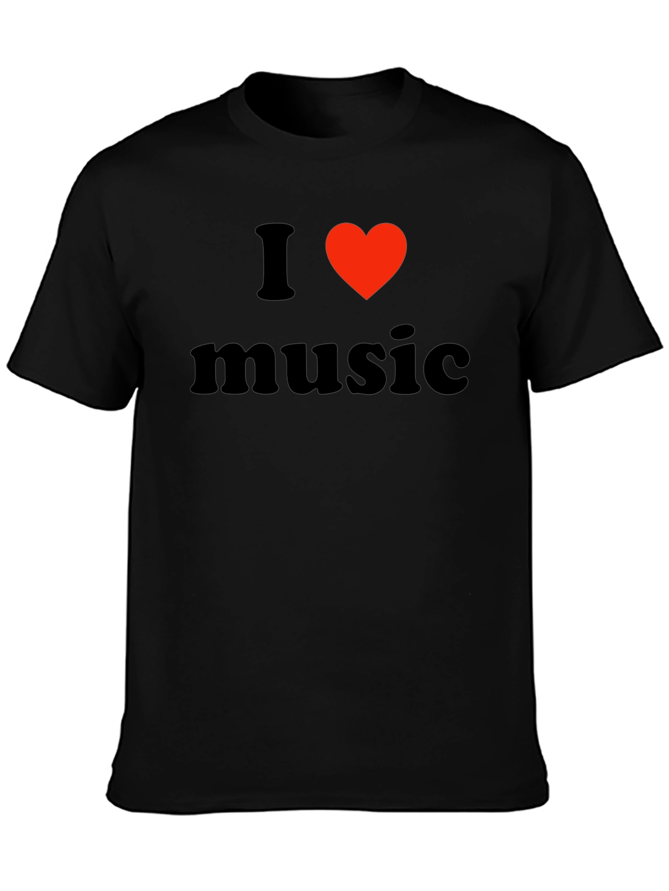 Black I Love Music Black T-Shirt view 3