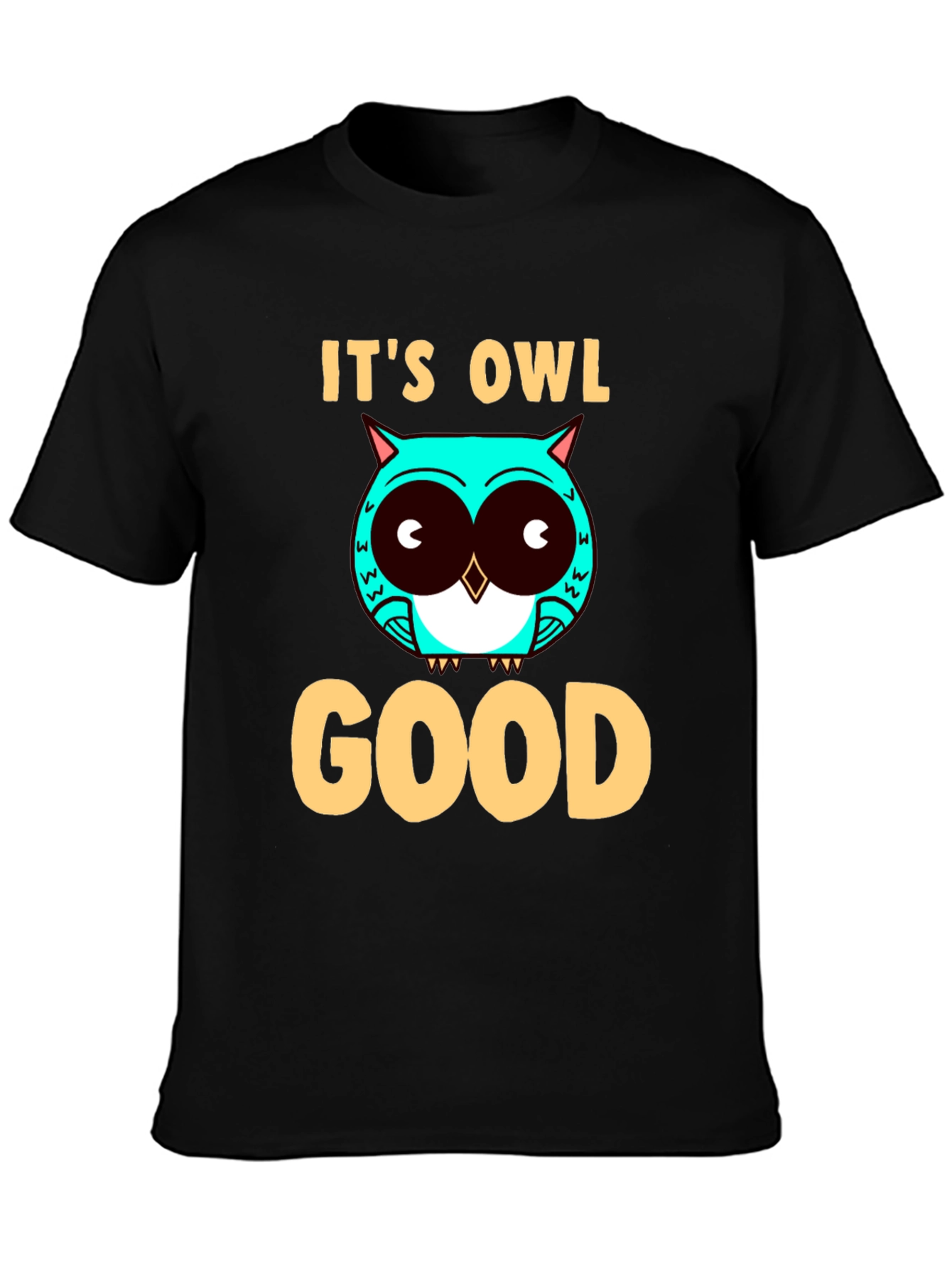 Black It's Owl Good Graphic Tee - Mens Black T-Shirt view 3