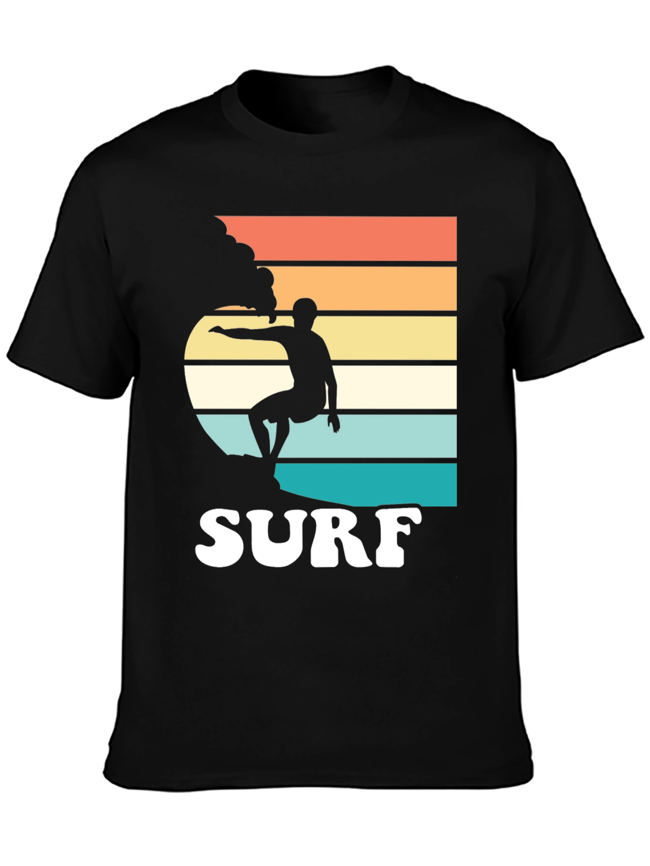 Black Retro Surf T-Shirt | Surfer Graphic Tee view 3