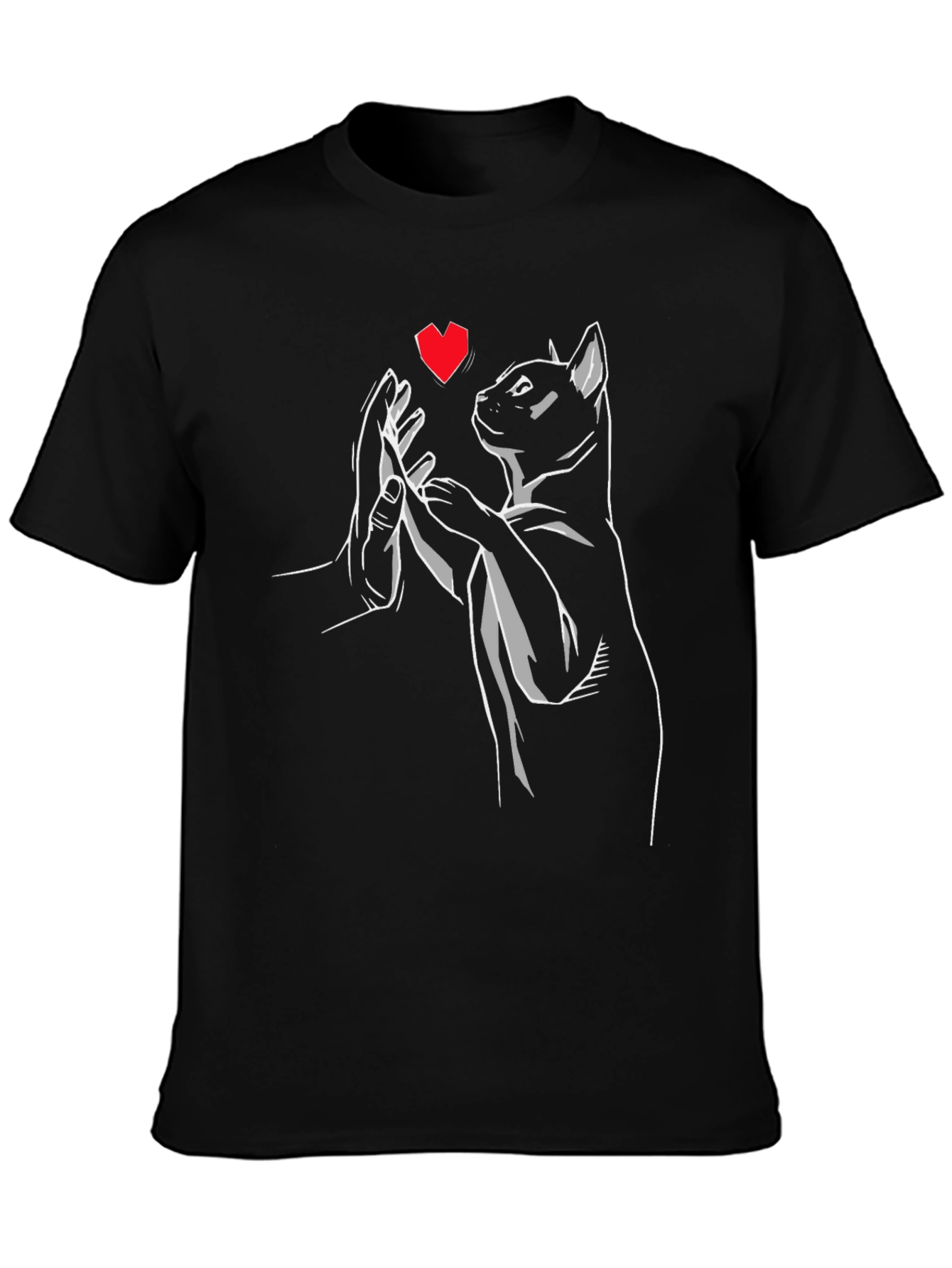 Black Cat High Five Graphic Tee - Black Cotton Blend view 3