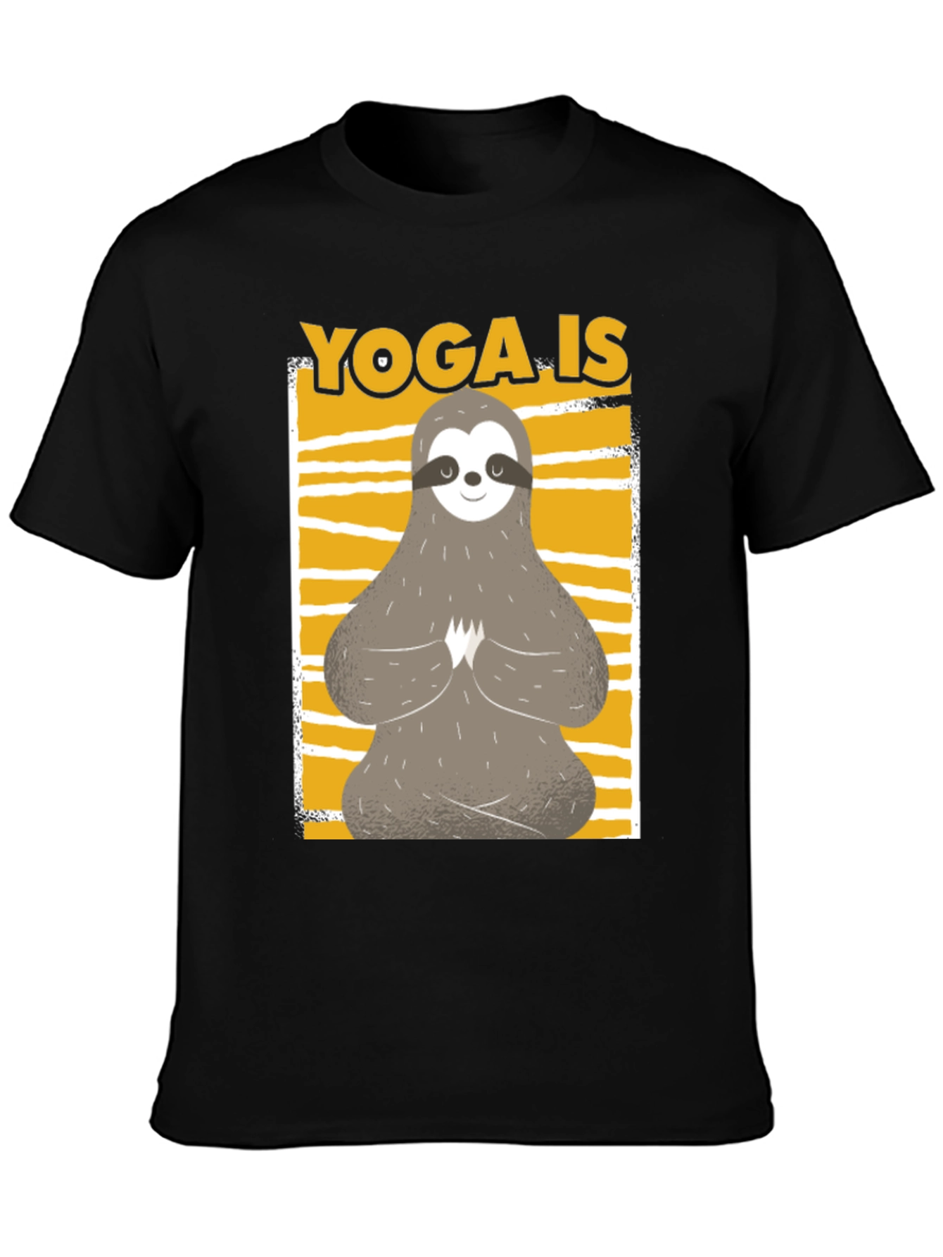 Black Yoga Sloth Graphic Tee - Relaxed Fit Black T-Shirt view 3