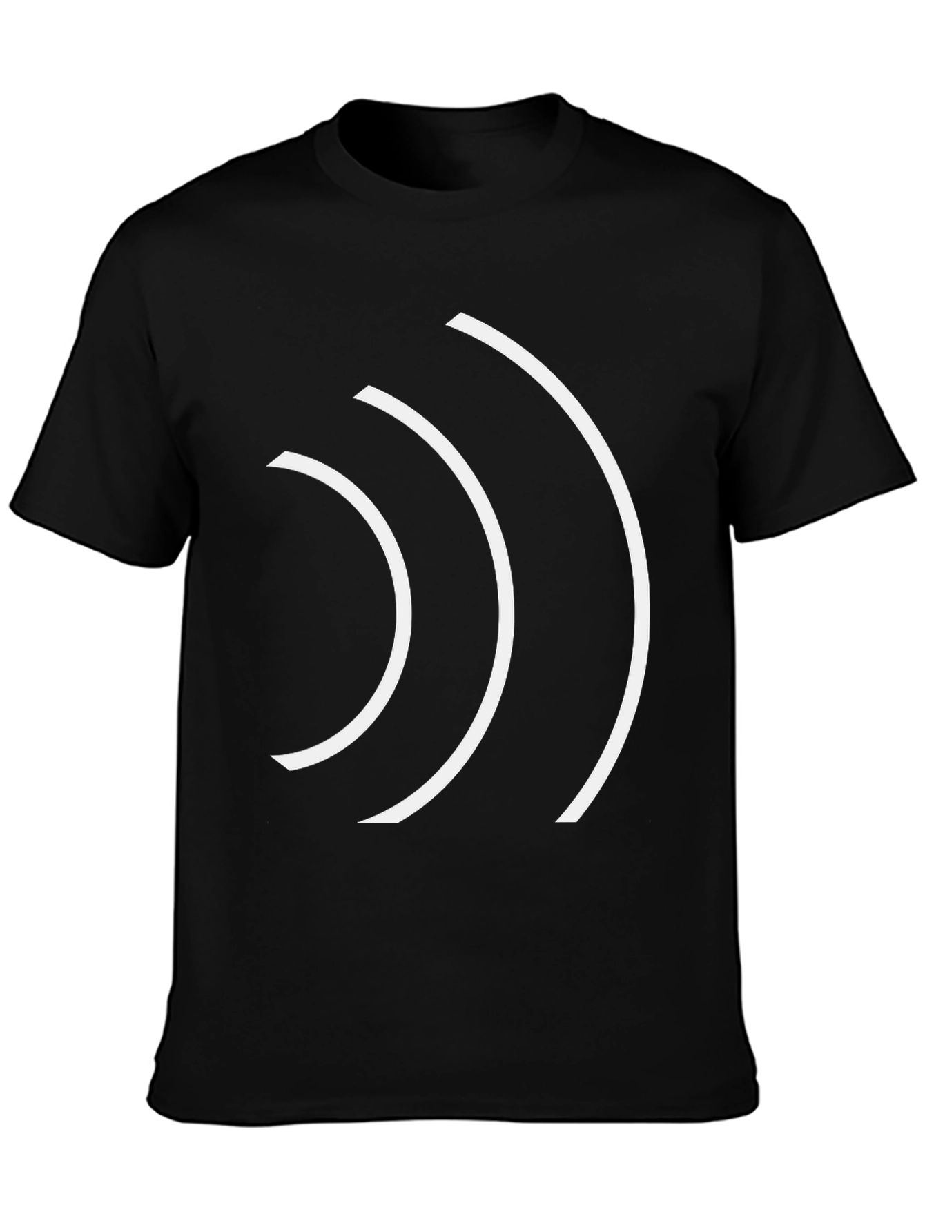 Black Minimalist White Wave Graphic Black T-Shirt view 3