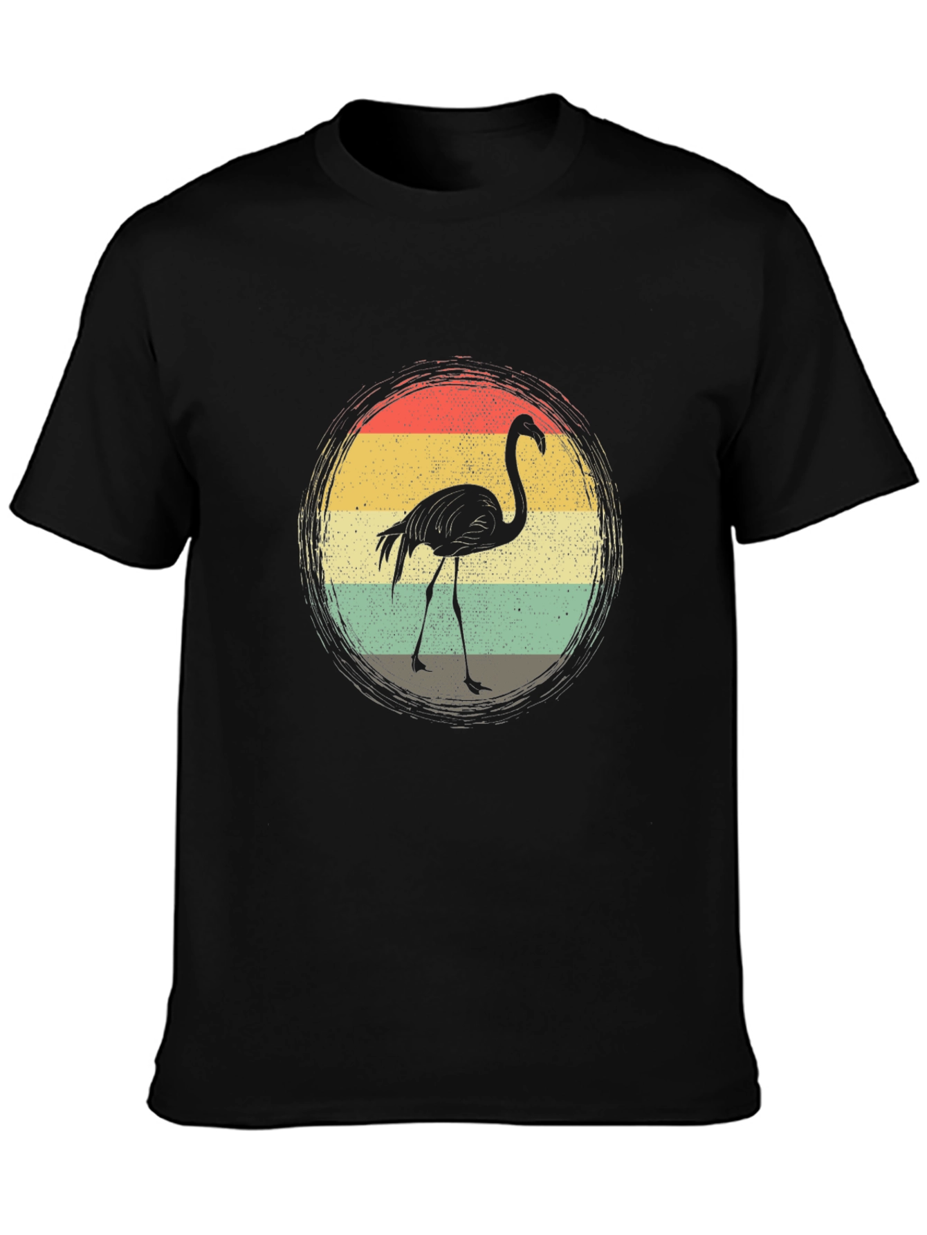 Black Retro Flamingo T-Shirt - Vintage Style Graphic Tee view 3