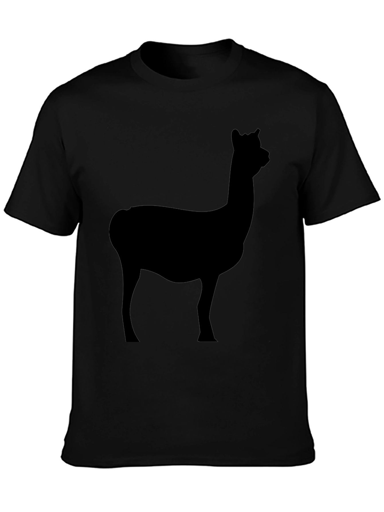 Black Men's Black T-Shirt with Alpaca Silhouette Graphic view 3