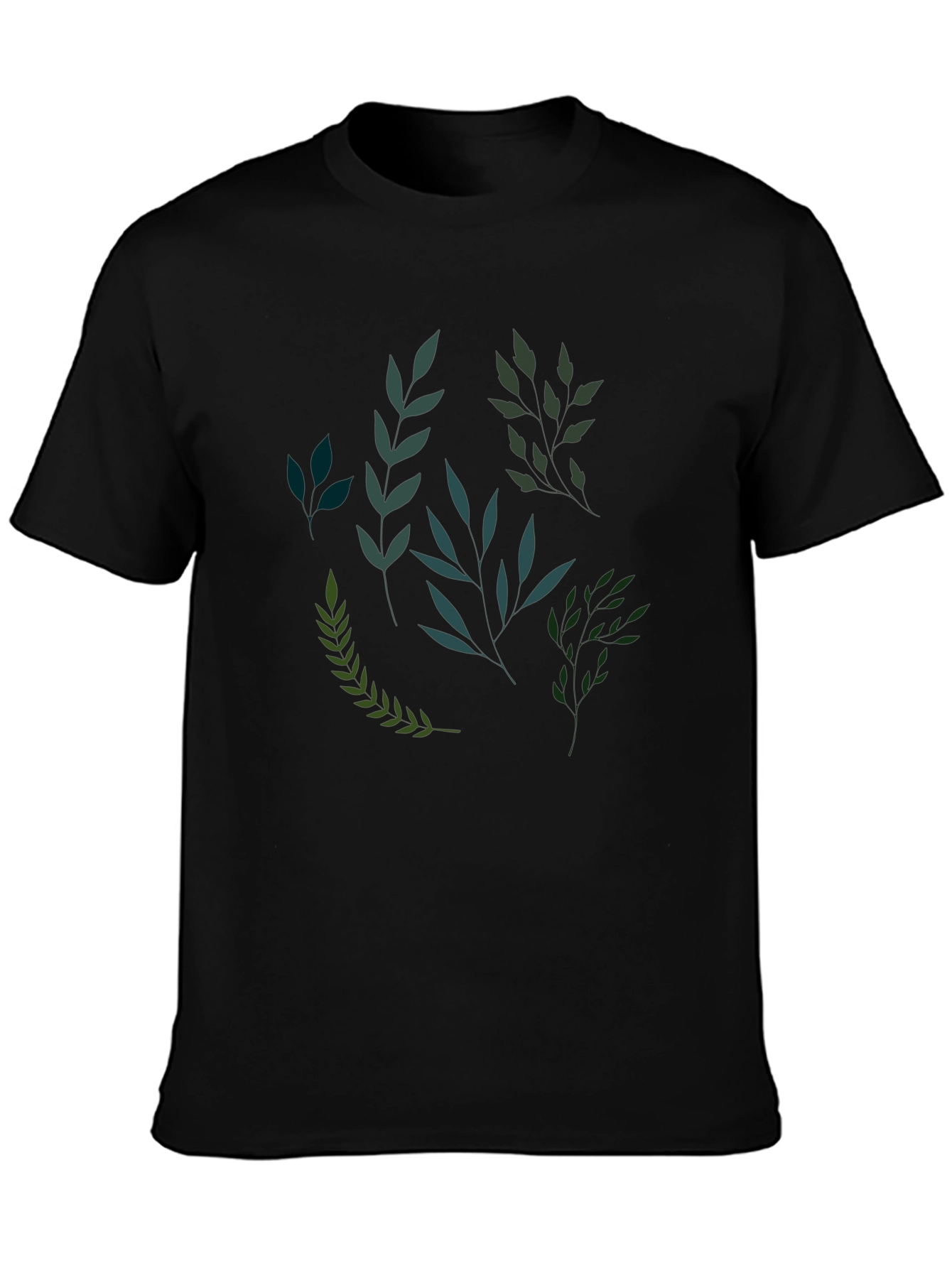 Black Botanical Print Black T-Shirt view 3