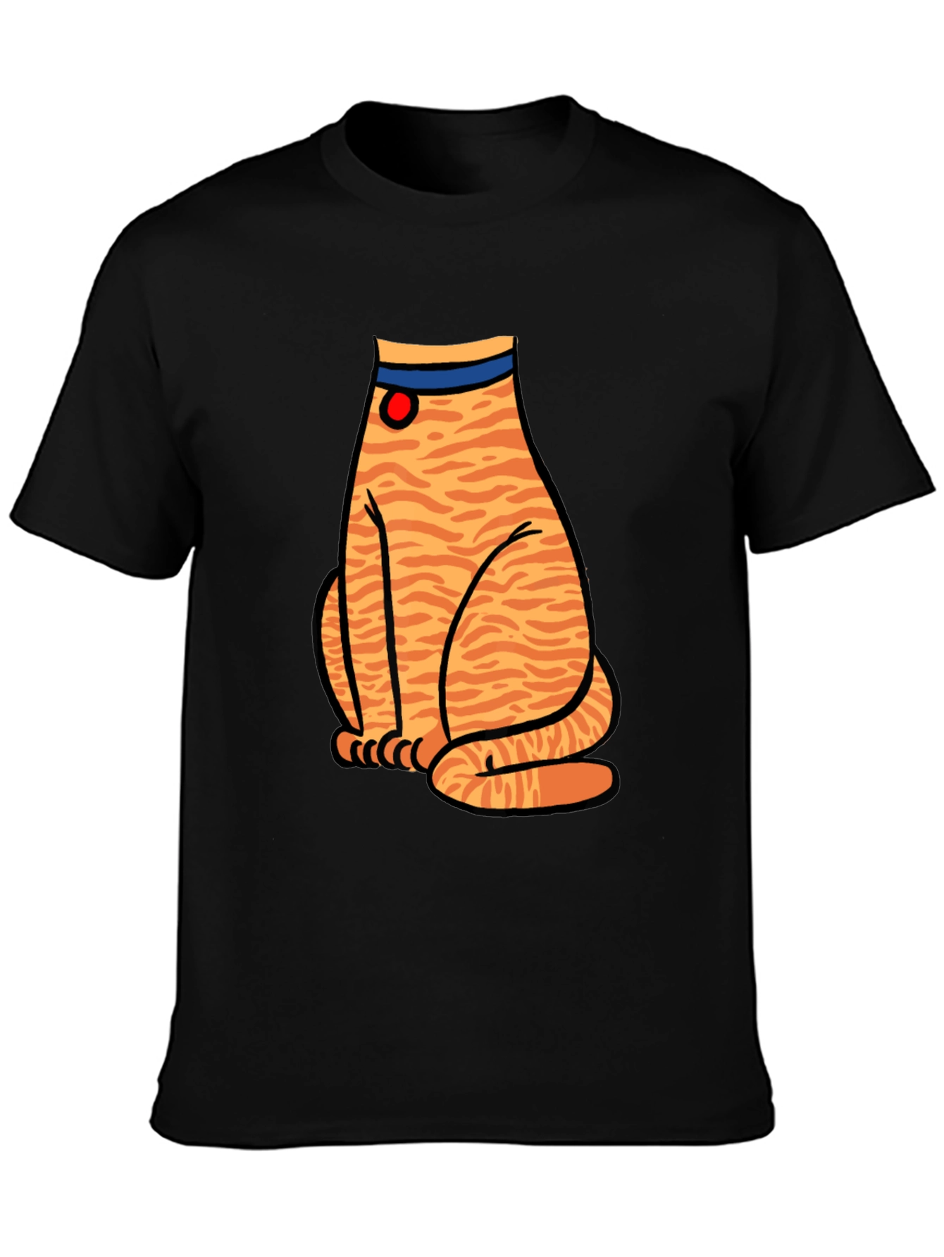 Black Striped Cat Graphic T-Shirt - Unisex Black Tee view 3