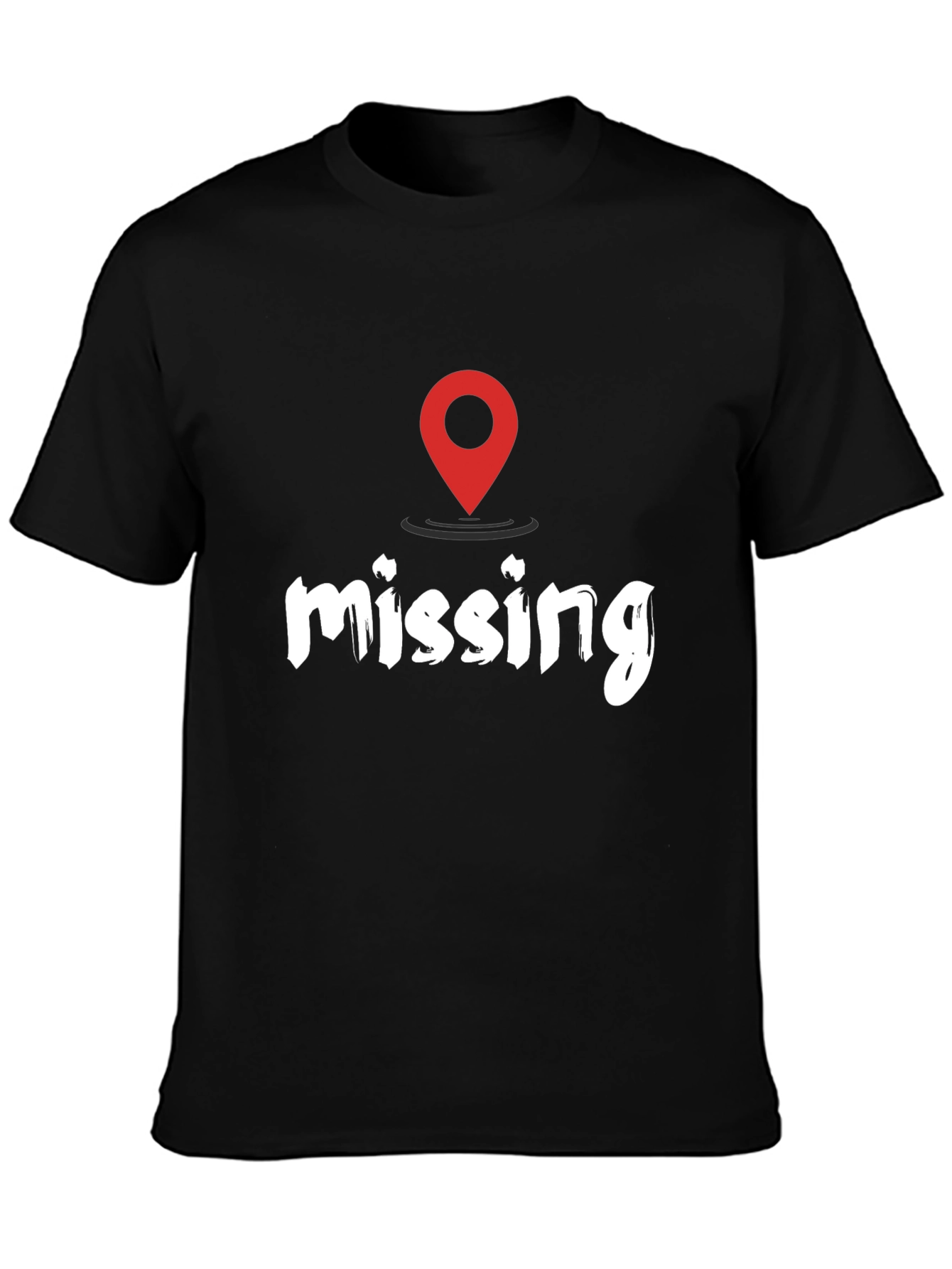 Black Missing You Location T-Shirt - Black Casual Tee view 3