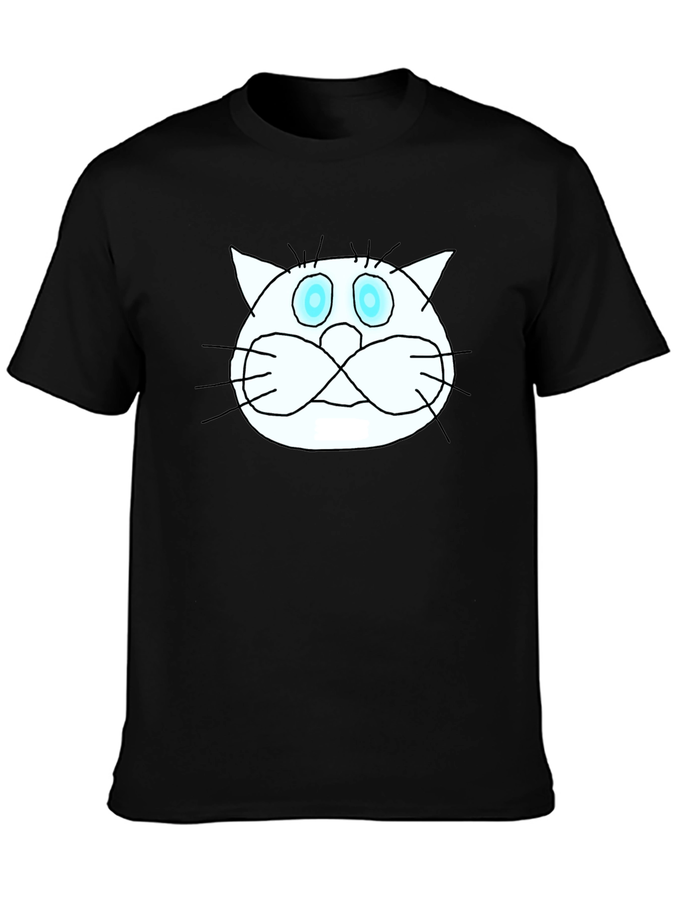 Black Funny Cat Graphic Tee - Black Crew Neck T-Shirt view 3