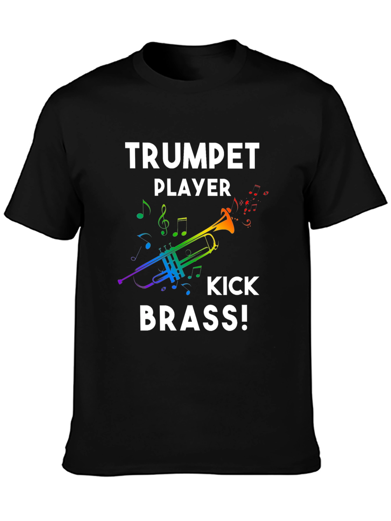 Black Trumpet Player Kick Brass! Black T-Shirt view 3