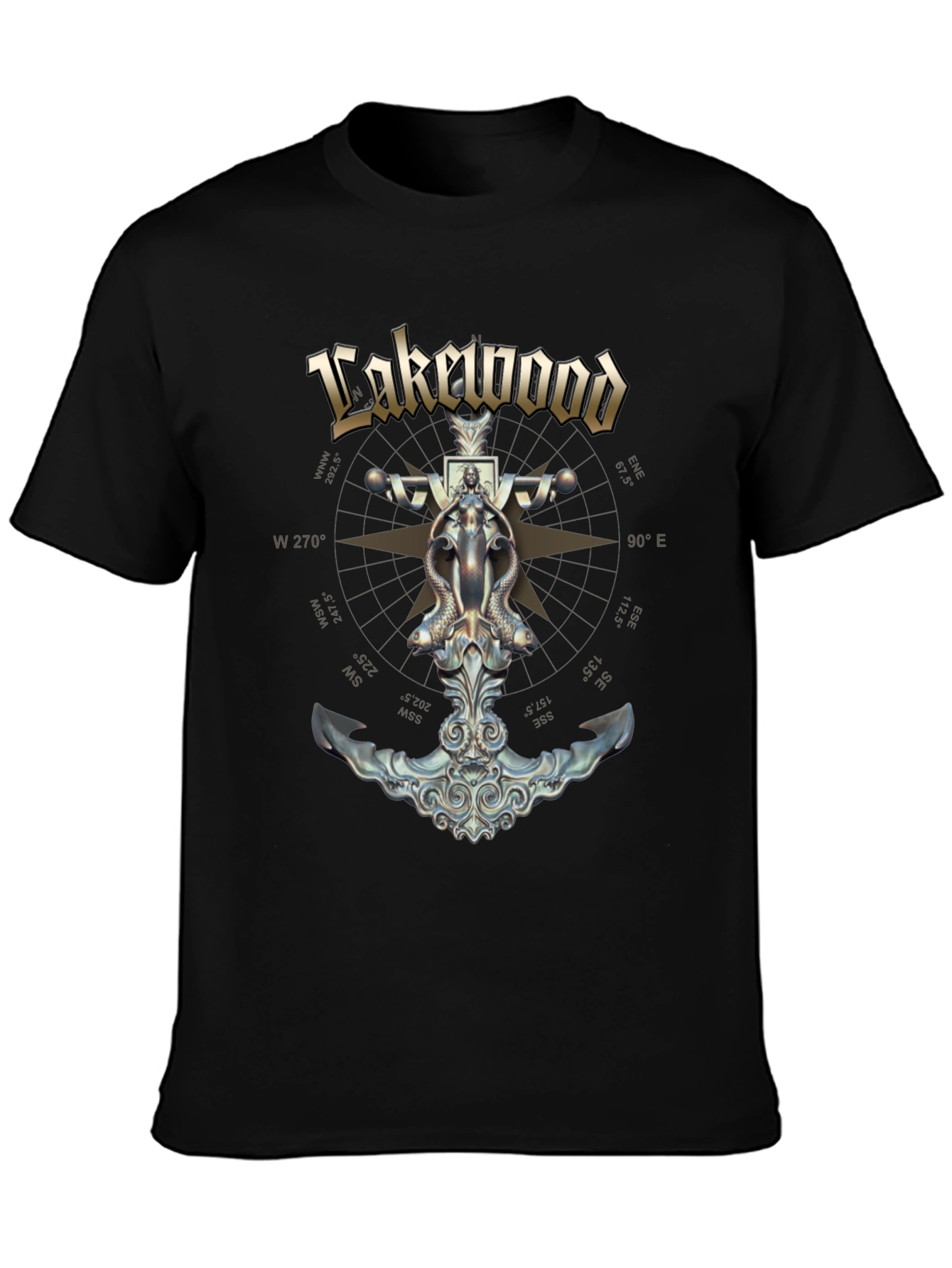 Black Lakewood Compass Graphic Black T-Shirt view 3