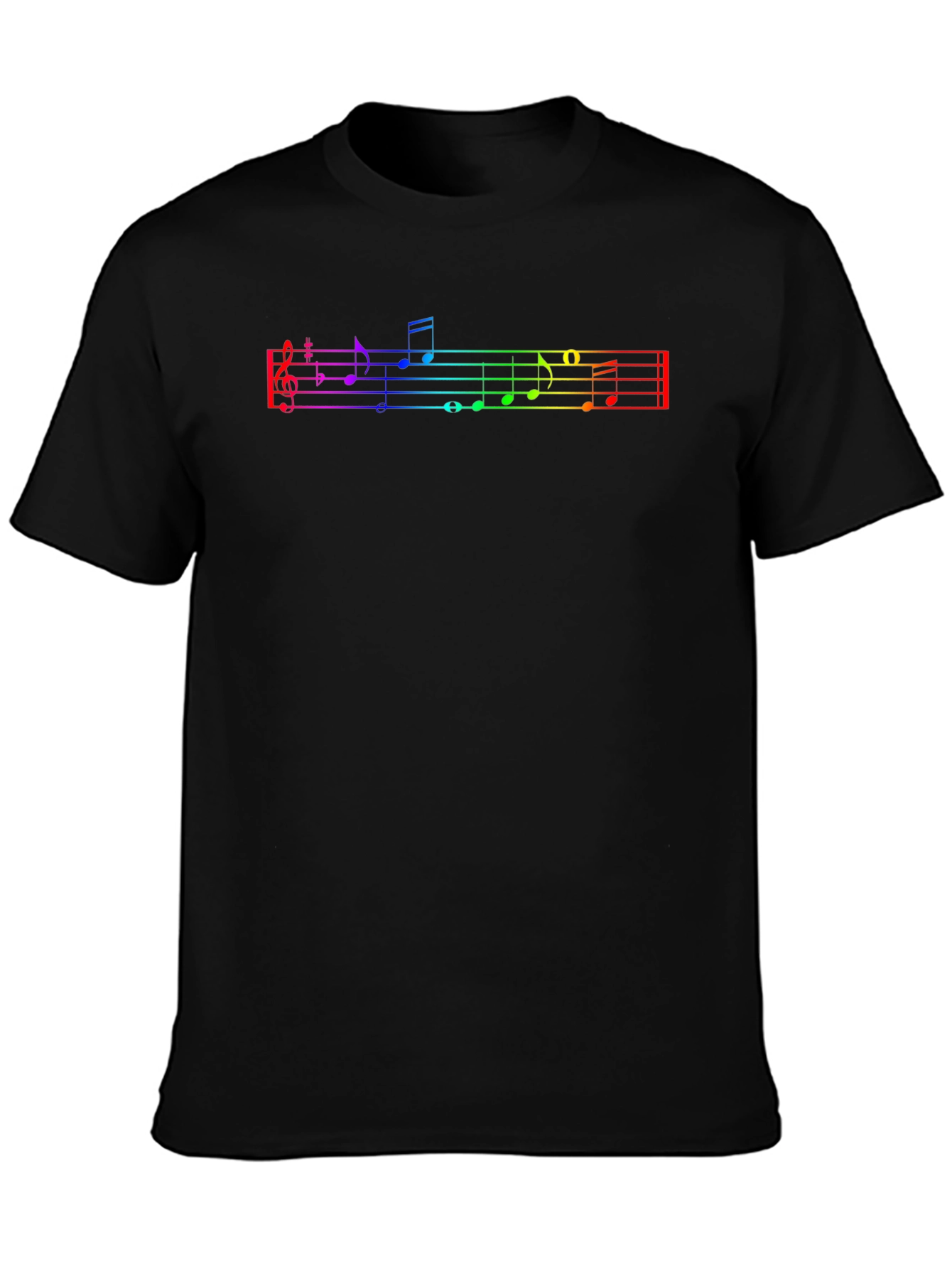 Black Rainbow Music Note T-Shirt - Musical Tee view 3