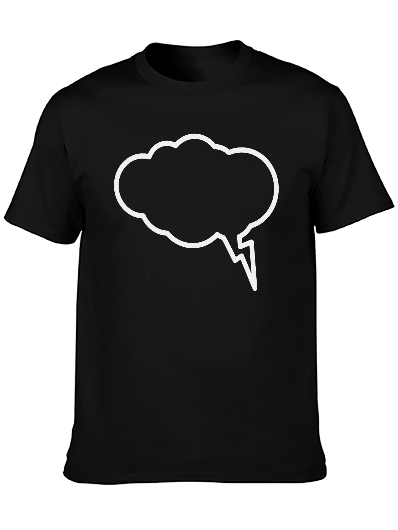 Black Black T-Shirt with White Cloud Speech Bubble Design view 3