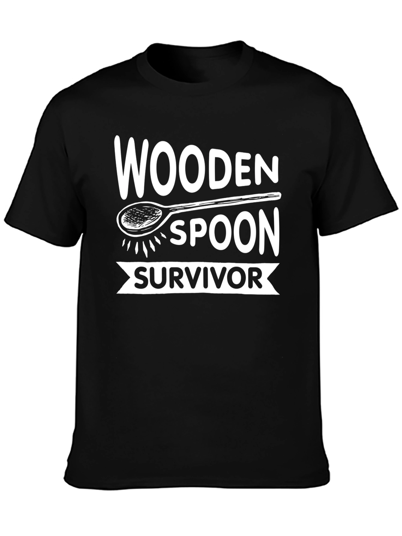 Black Wooden Spoon Survivor Novelty T-Shirt view 3