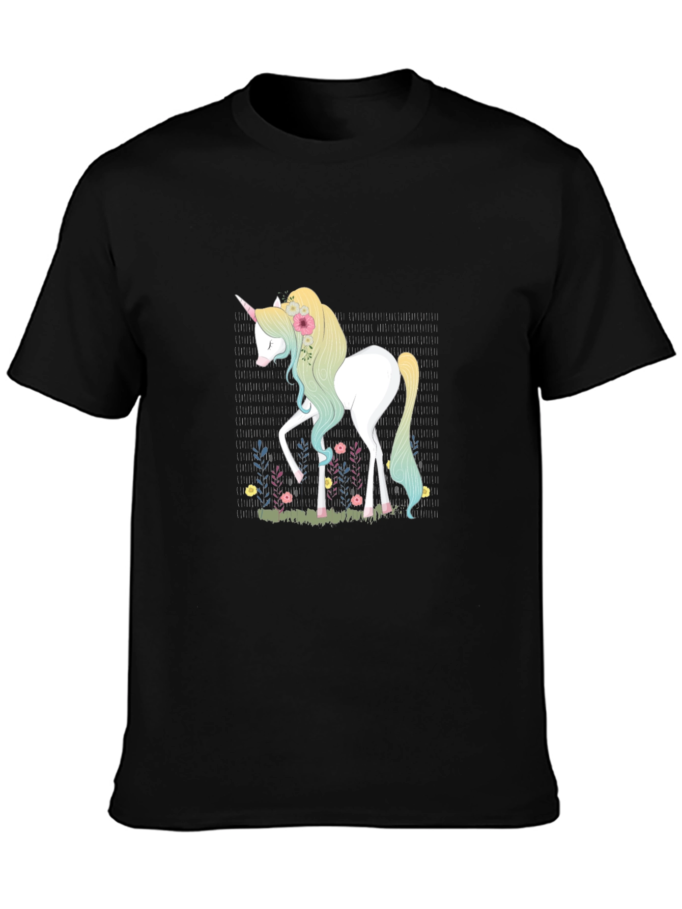 Black Unicorn Graphic Tee - Black Cotton T-Shirt view 3