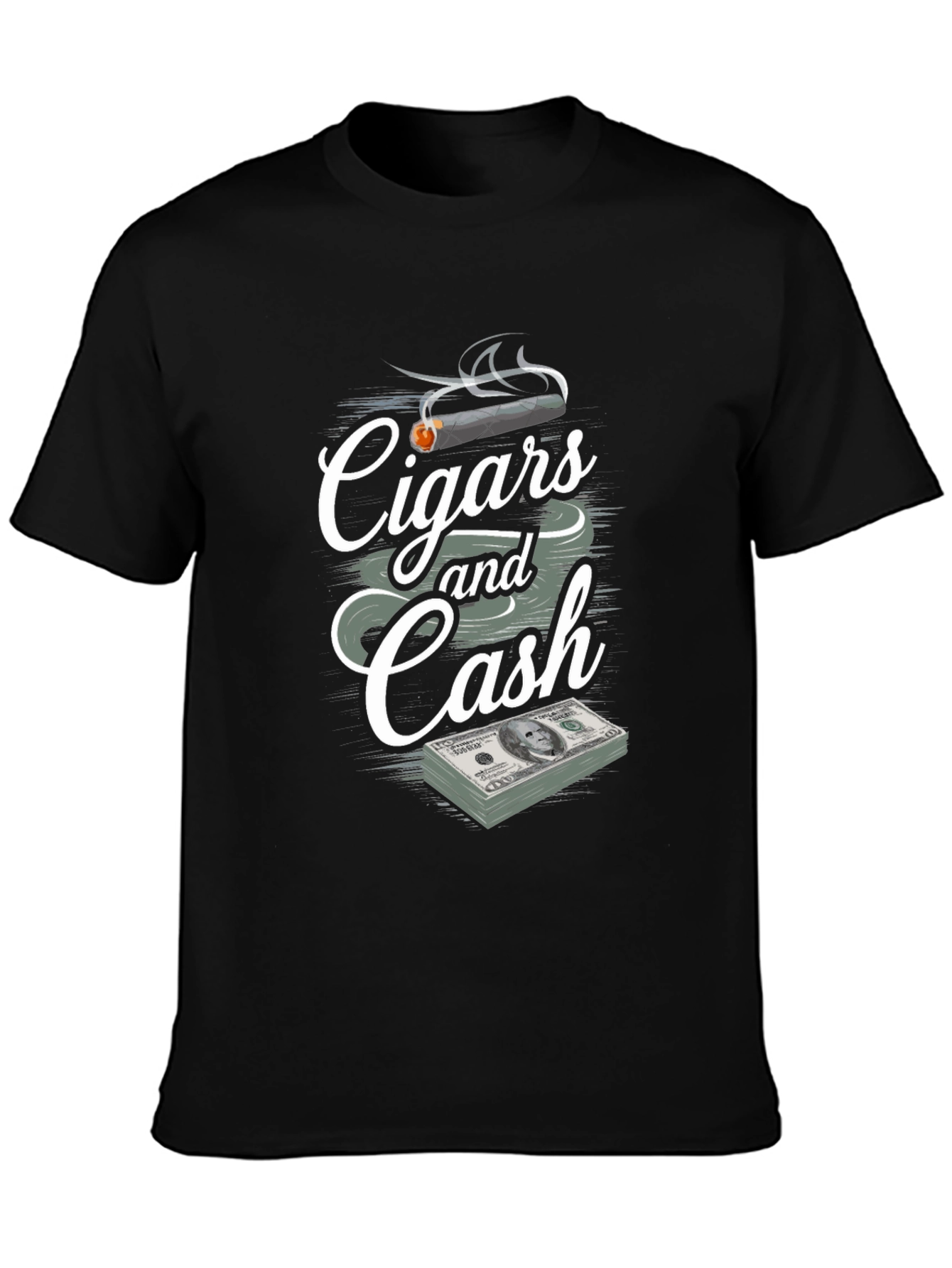 Black Cigars and Cash Graphic Print T-Shirt view 3