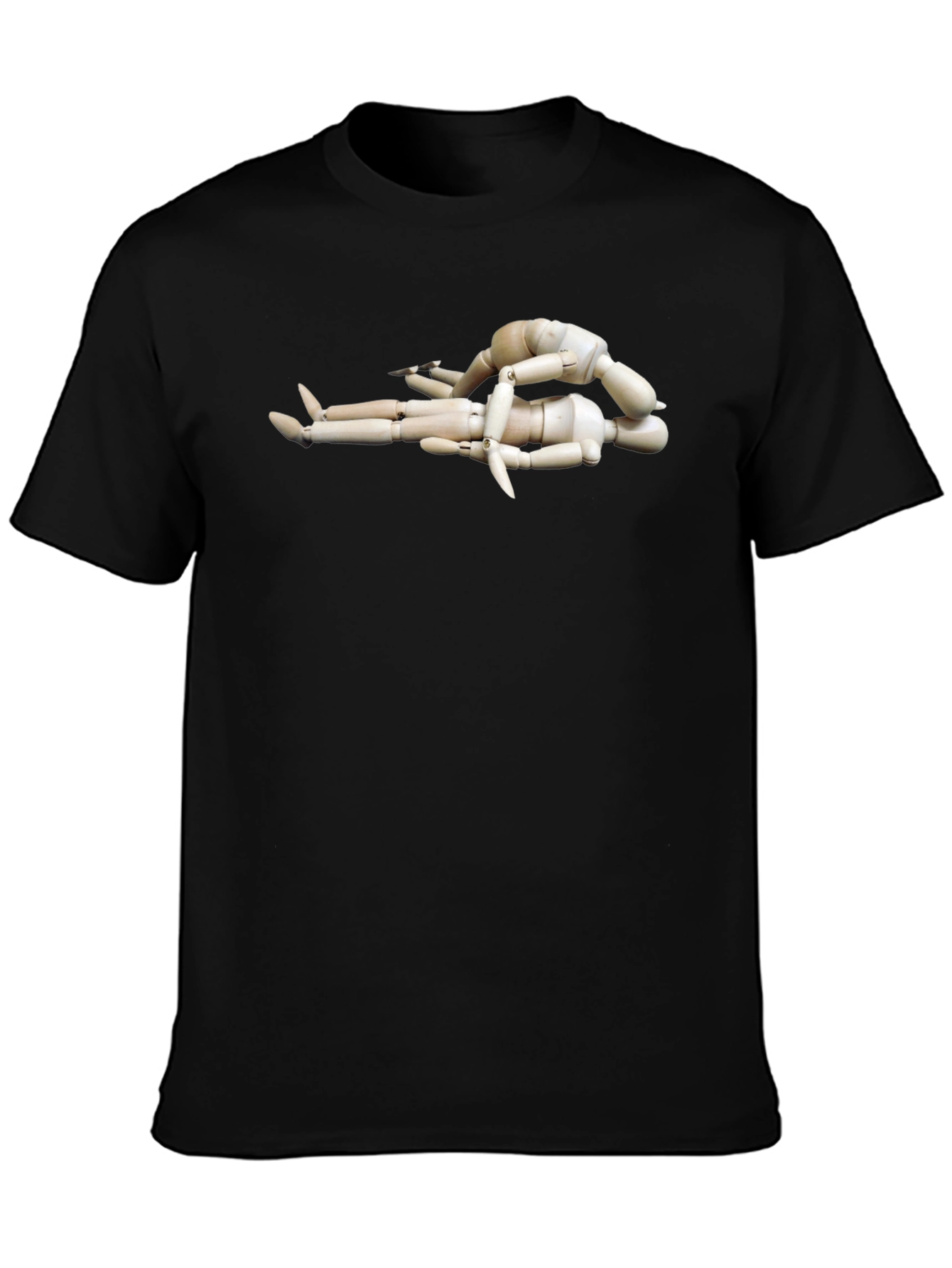 Black Artistic Wooden Mannequin T-Shirt view 3