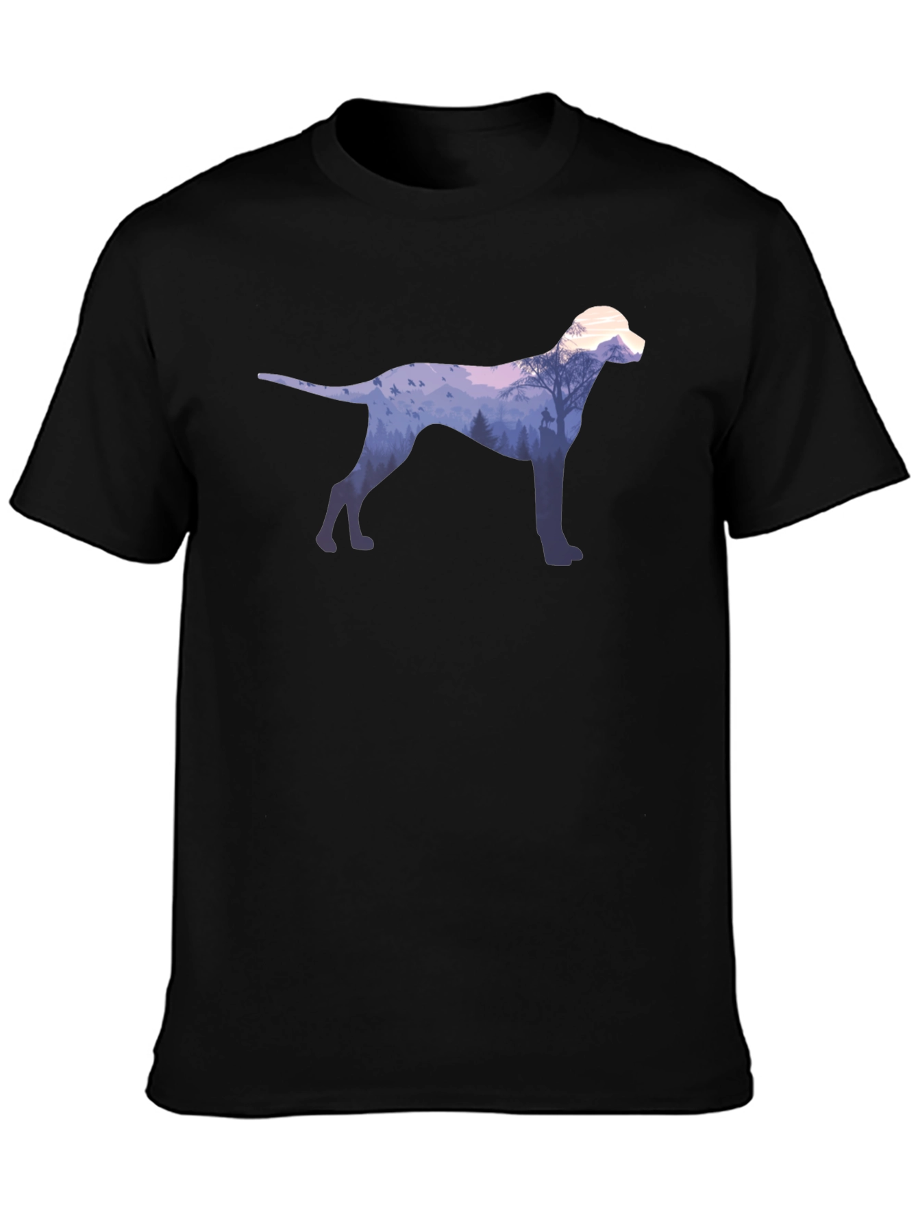 Black Dog Silhouette Forest Graphic Tee - Black view 3