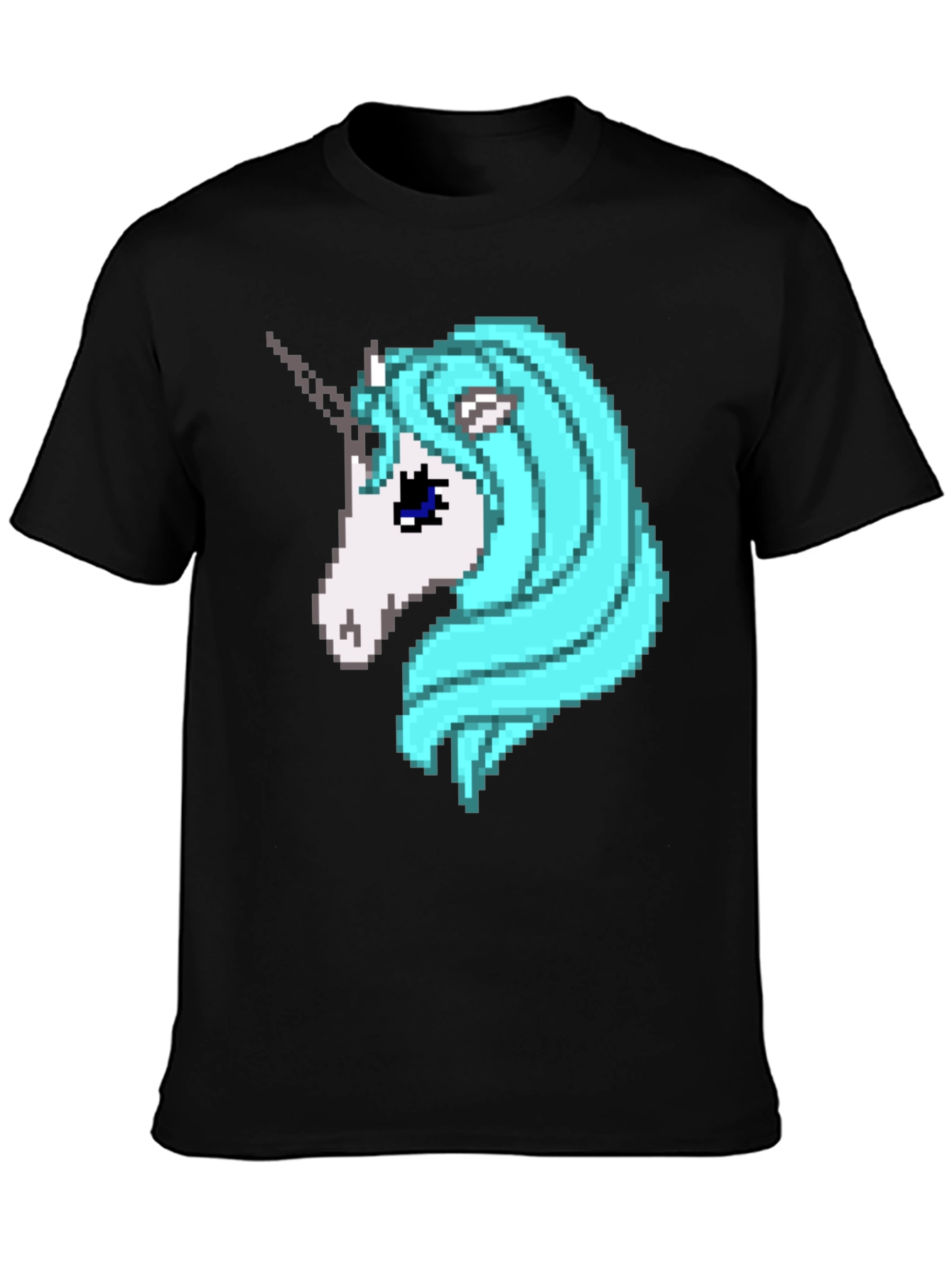 Black Pixel Unicorn Graphic Tee - Black Cotton Blend view 3