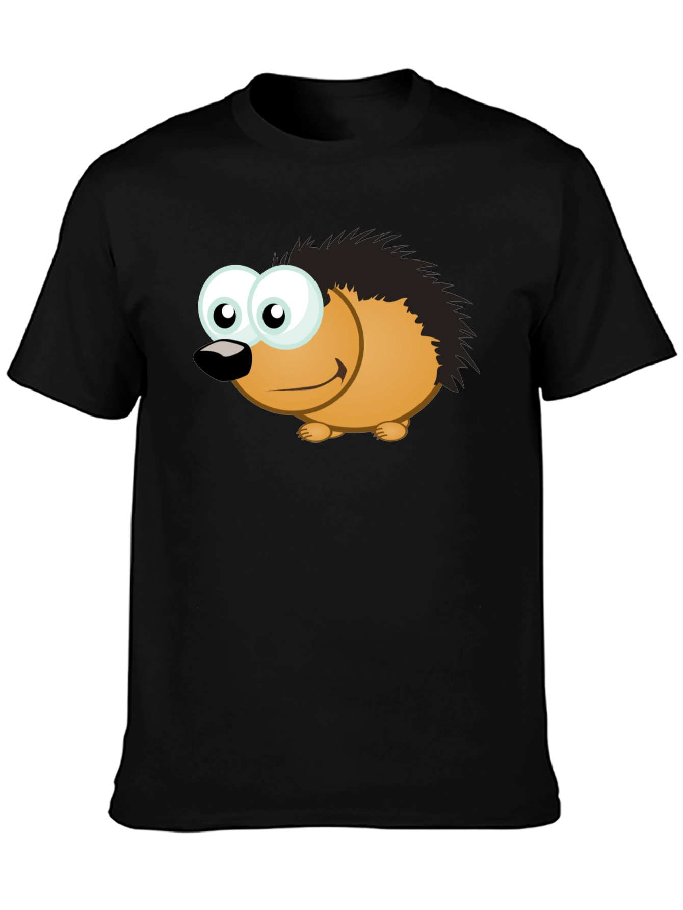 Black Cartoon Hedgehog T-Shirt - Men's Black Tee view 3