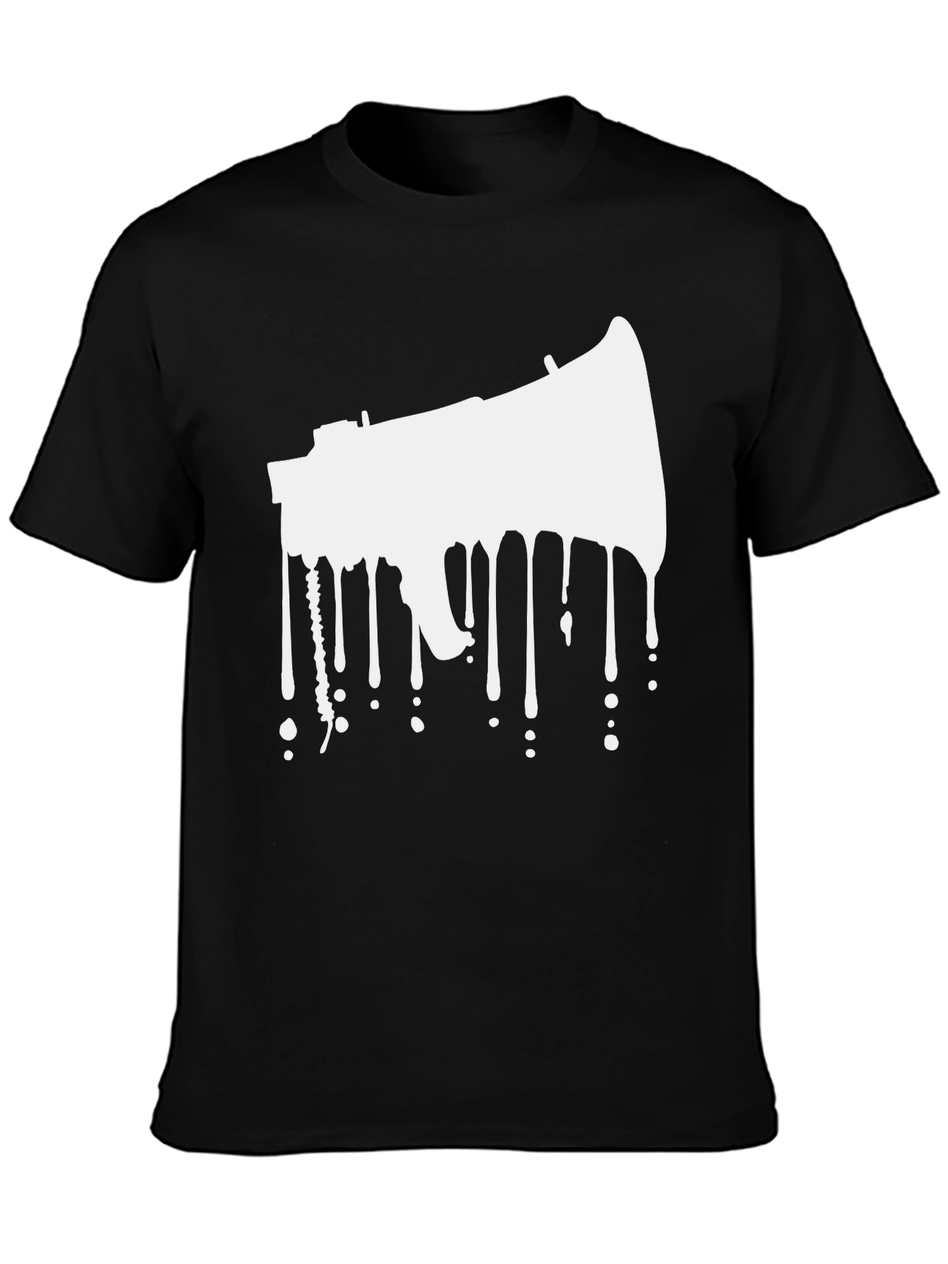Black Dripping Megaphone Graphic Tee - Black view 3
