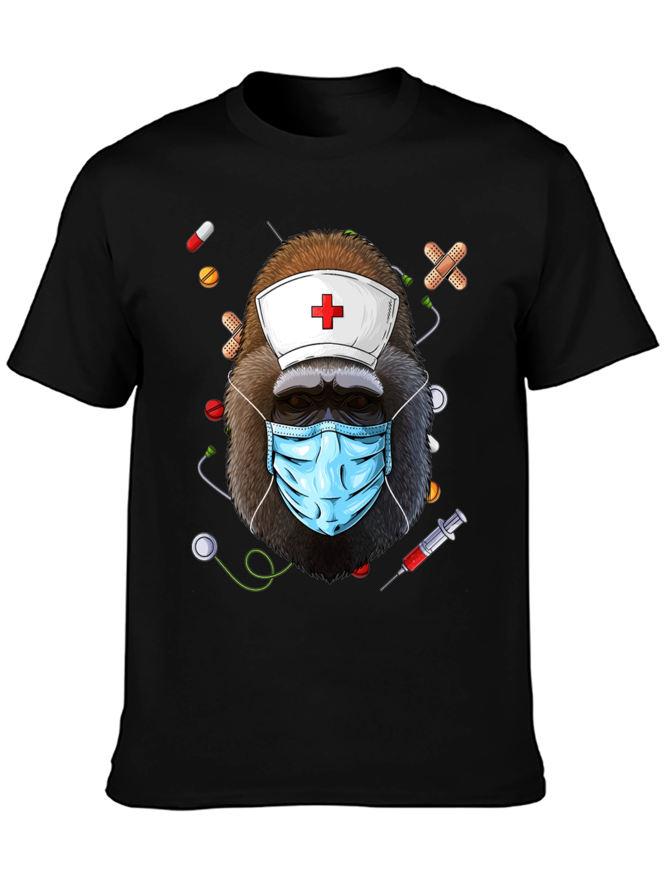 Black Nurse Gorilla T-Shirt - Medical Humor Tee view 3