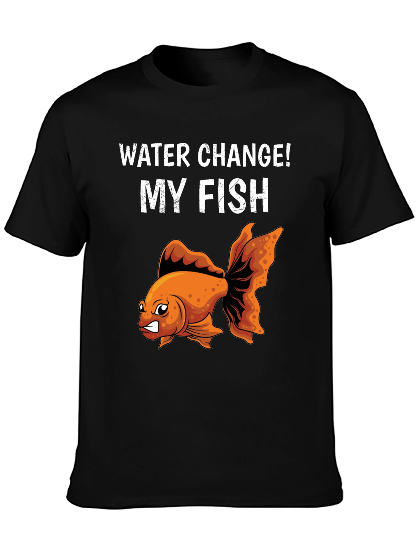 Black Funny Angry Goldfish Water Change T-Shirt view 3