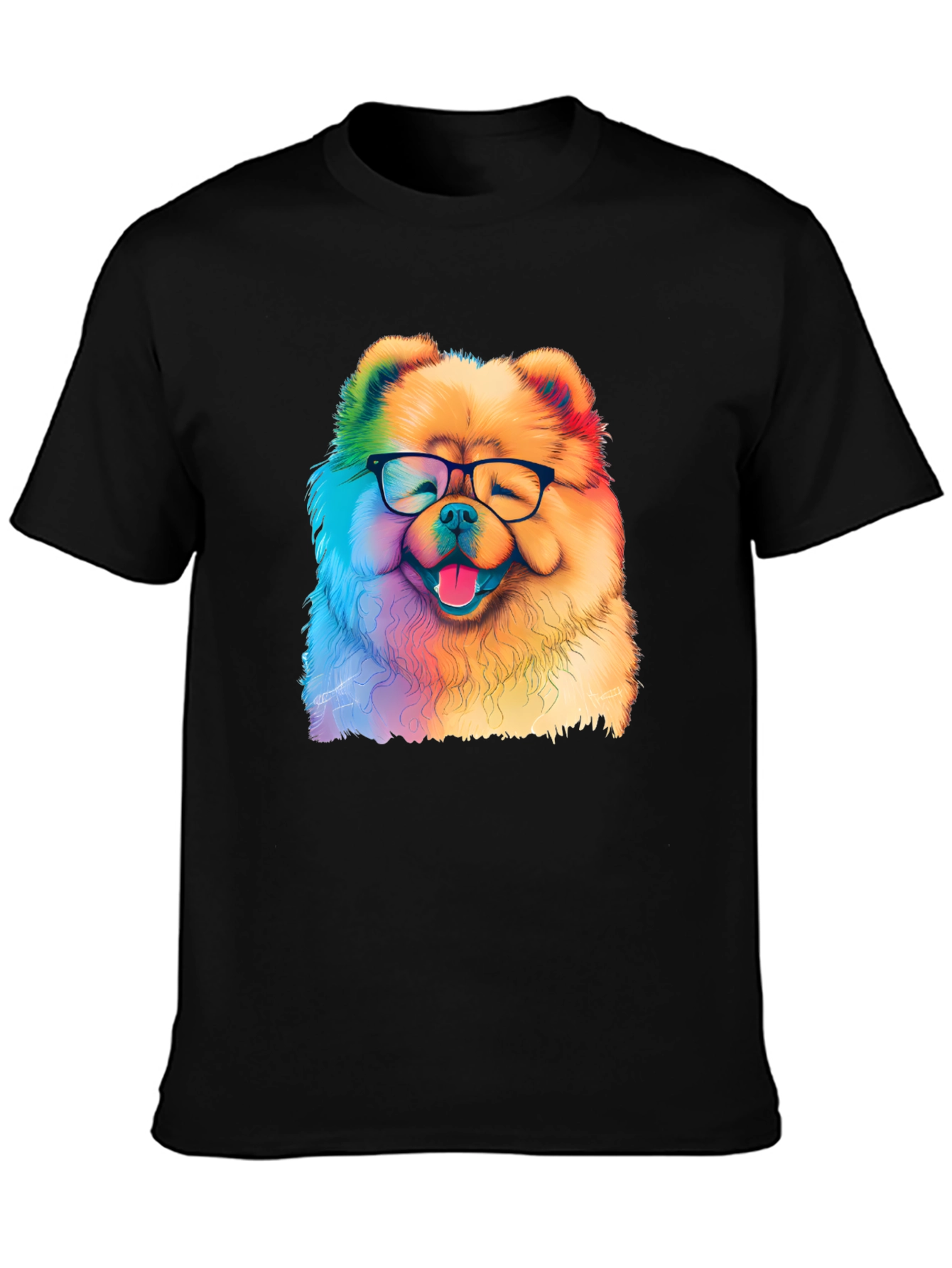 Black Rainbow Dog Glasses T-Shirt view 3