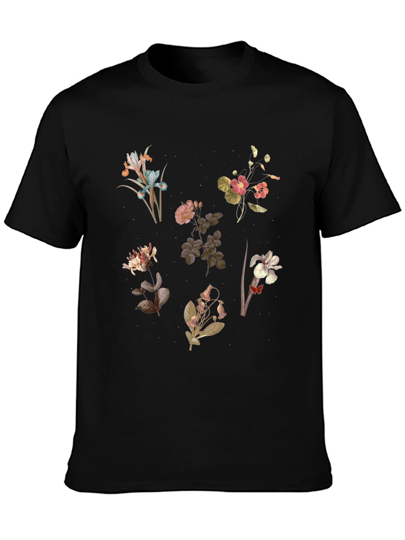 Black Floral Print Black T-Shirt view 3