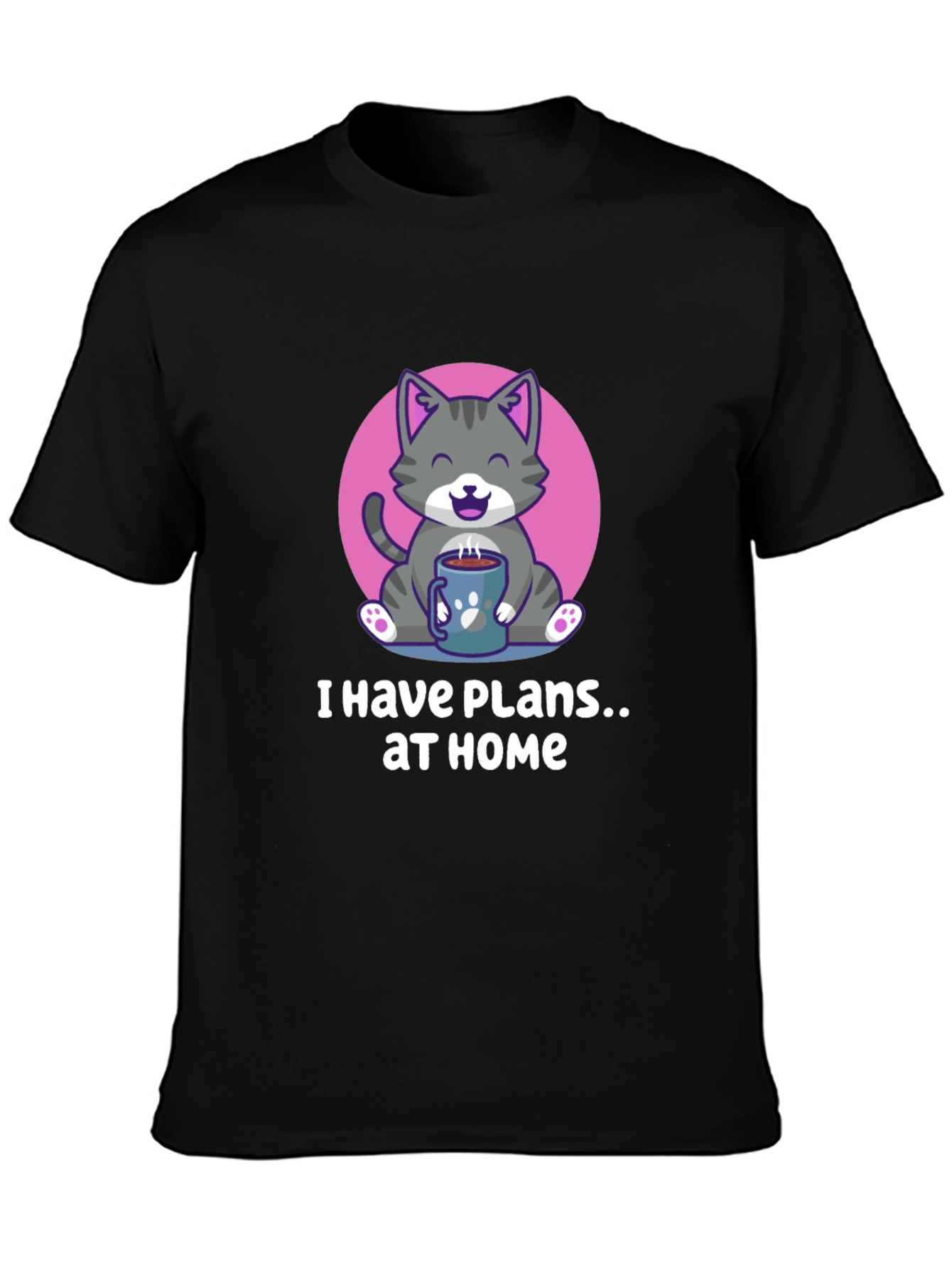 Black Cat Plans at Home T-Shirt view 3
