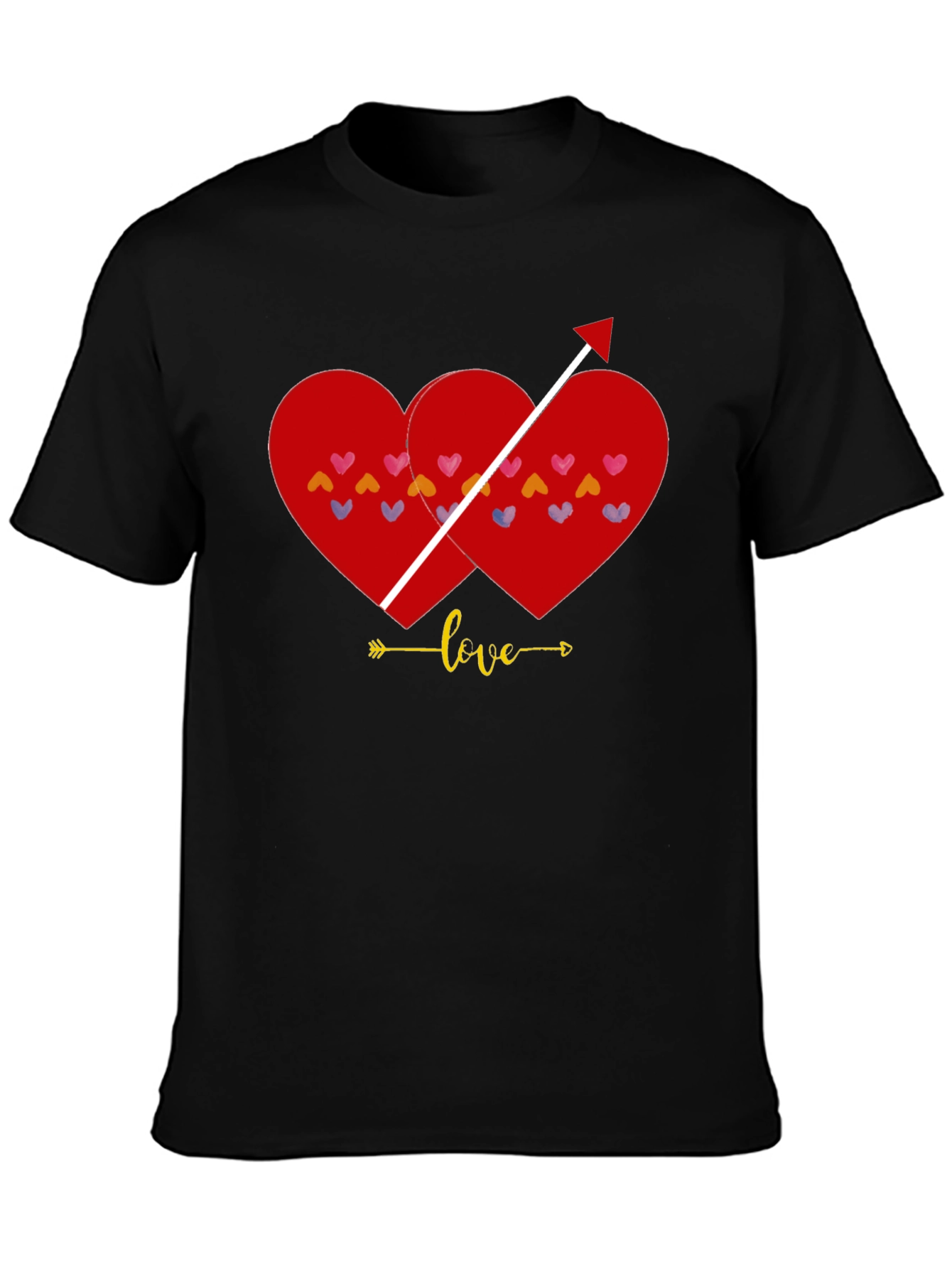 Black Love Arrow Heart Graphic Tee - Black Casual T-Shirt view 3