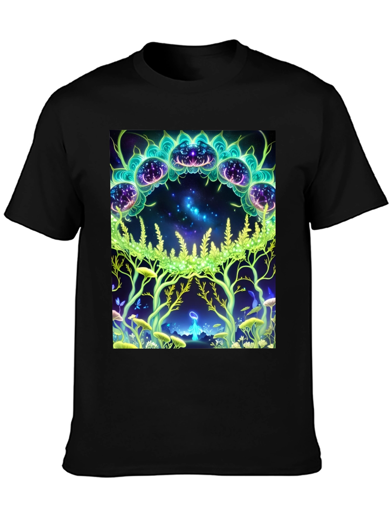 Black Mystic Forest Graphic Tee - Black view 3