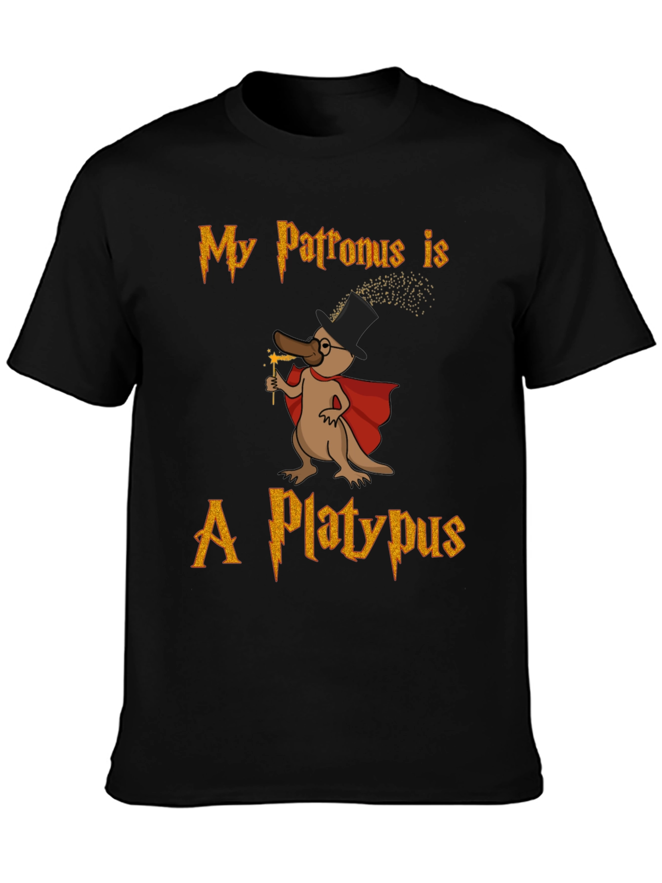 Black My Patronus is A Platypus T-Shirt view 3