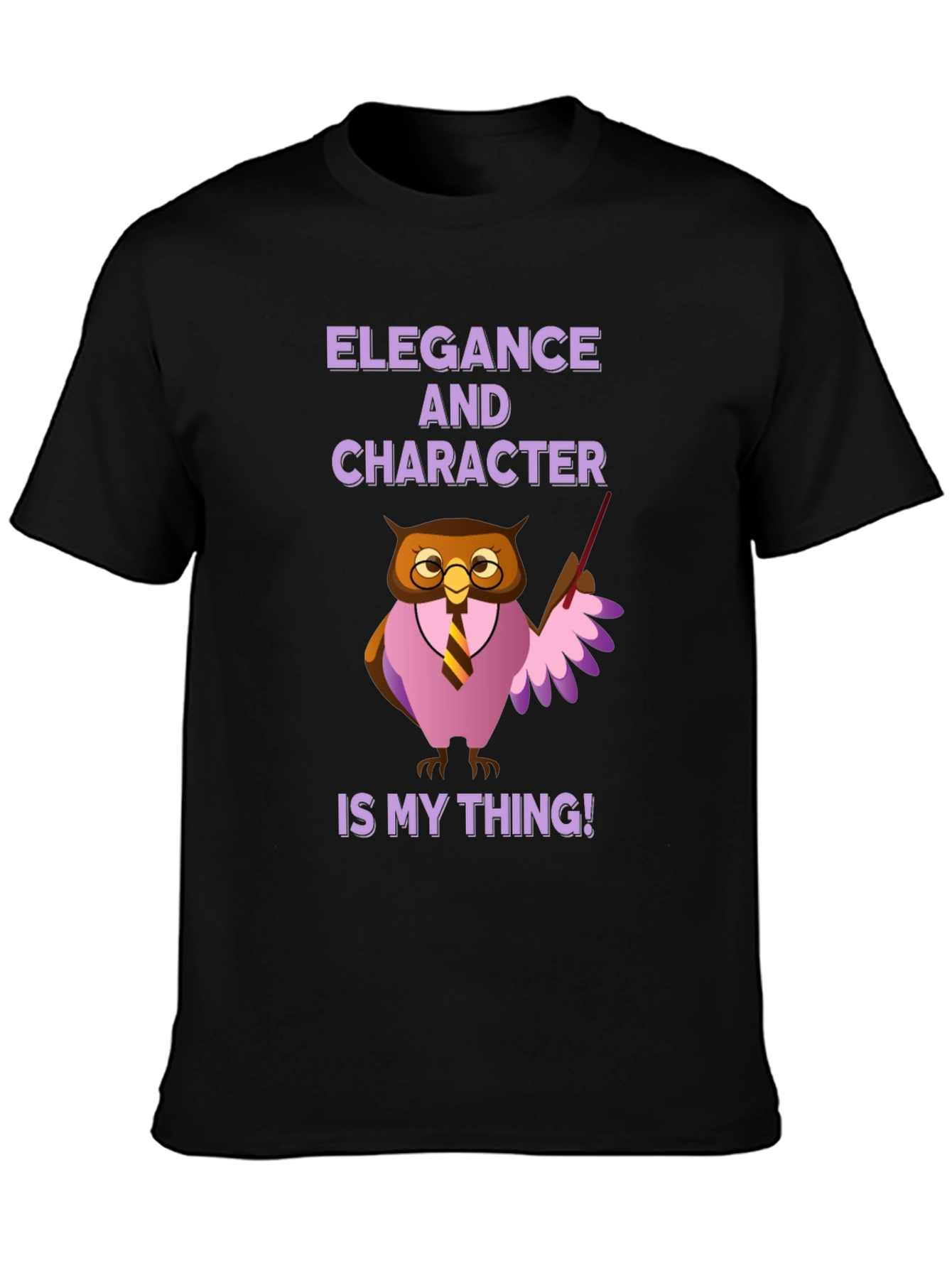 Black Elegance and Character Owl T-Shirt view 3