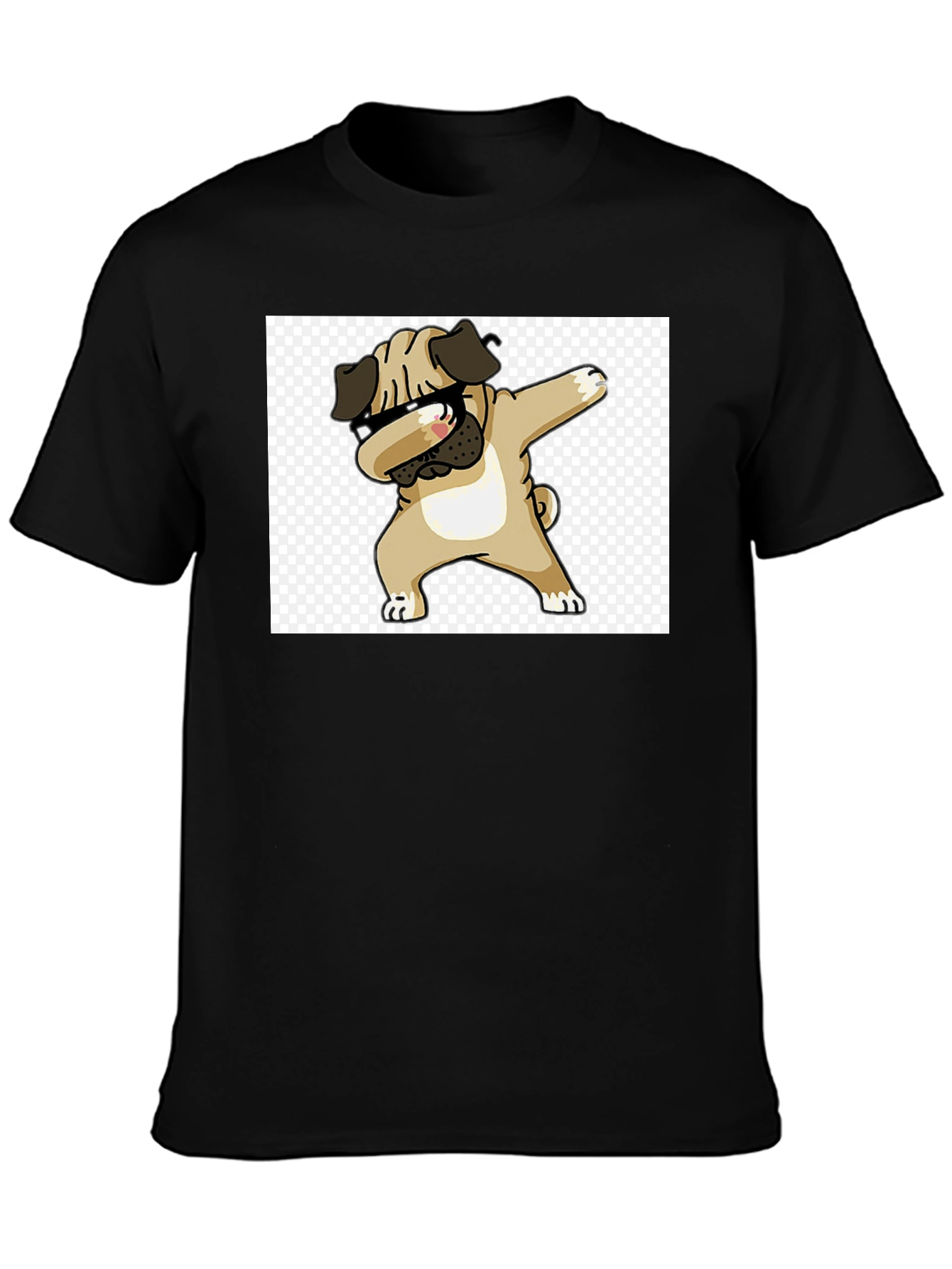 Black Dabbing Pug Black T-Shirt - Cool Novelty Tee view 3