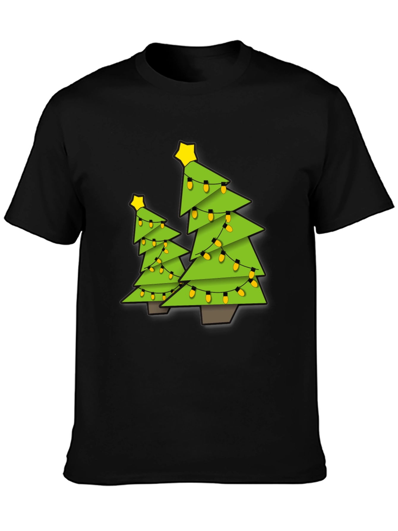 Black Festive Christmas Tree Graphic Tee - Black view 3