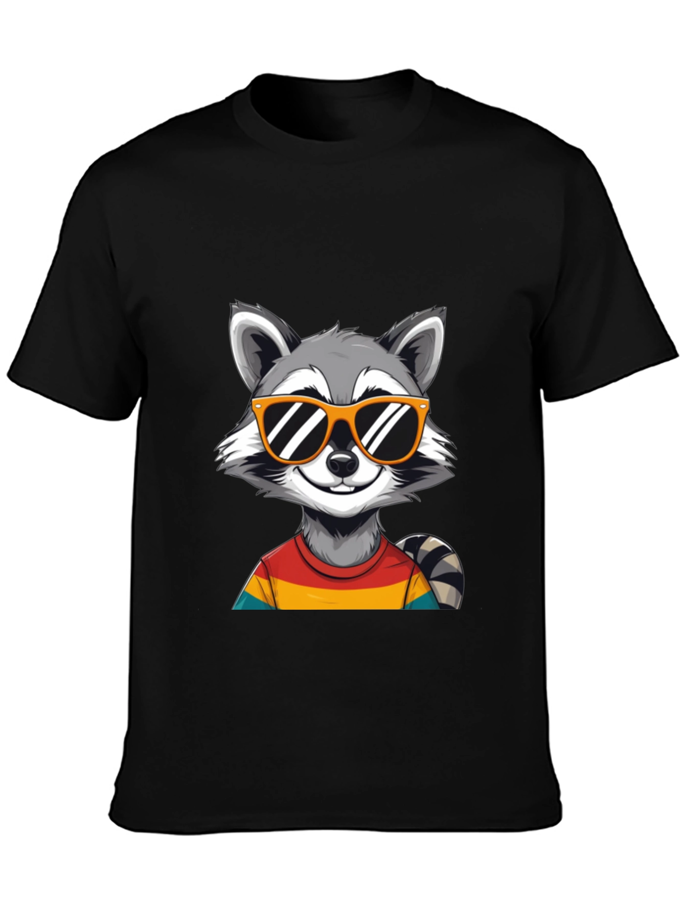 Black Cool Raccoon T-Shirt - Fun Graphic Tee view 3