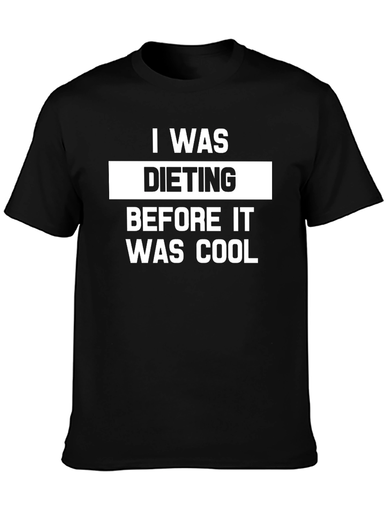 Black I Was Dieting Funny T-Shirt - Black view 3