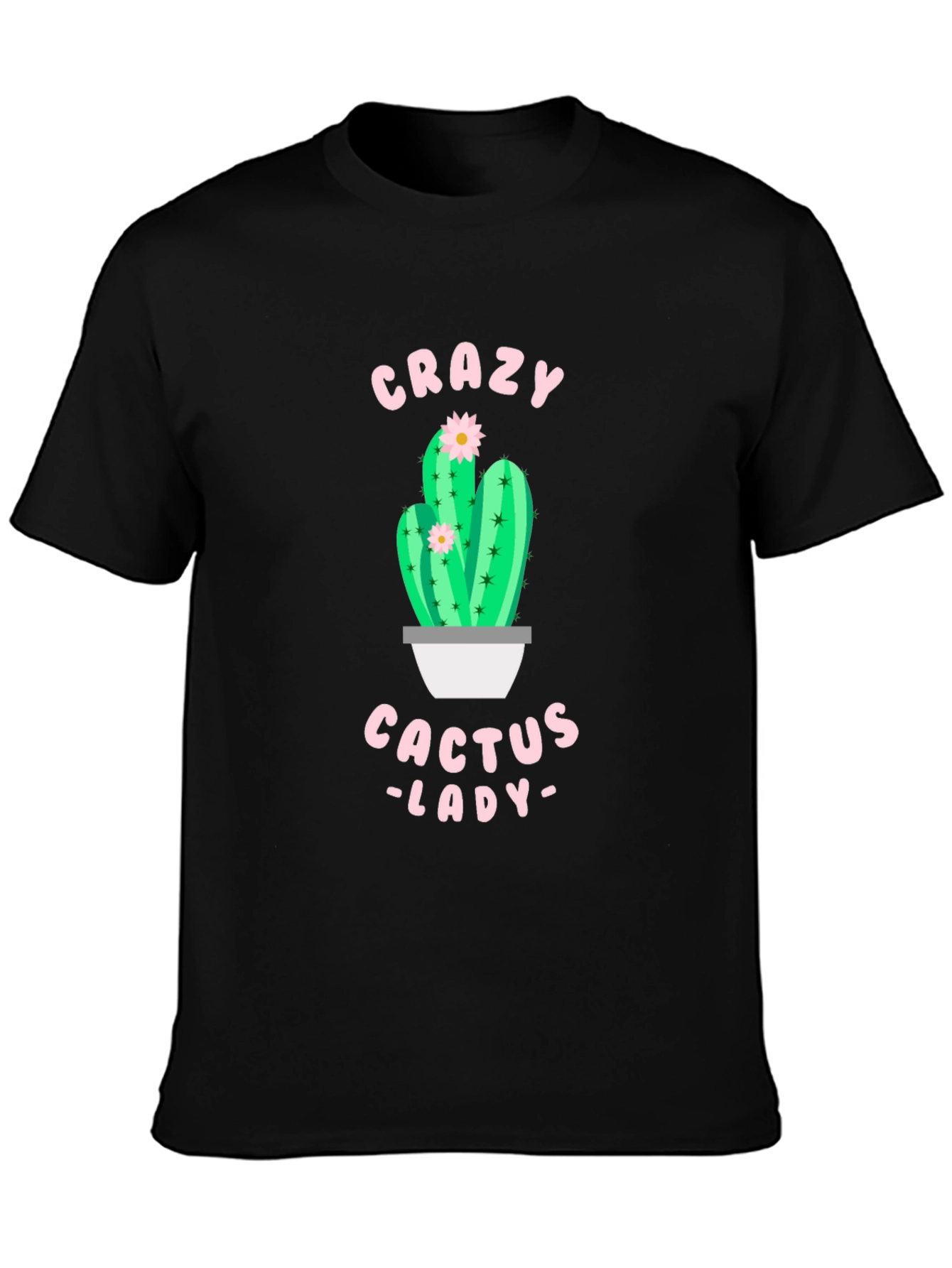 Black Crazy Cactus Lady Black T-Shirt view 3