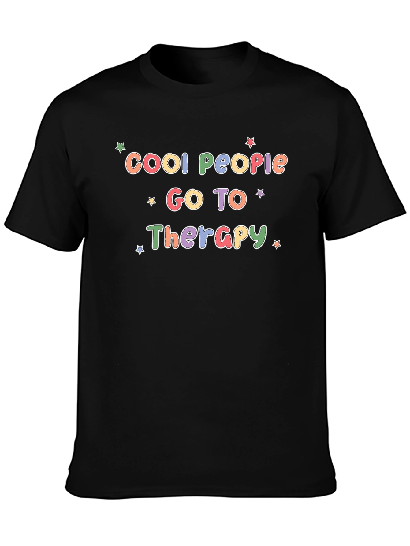 Black Cool People Go To Therapy Black T-Shirt view 3