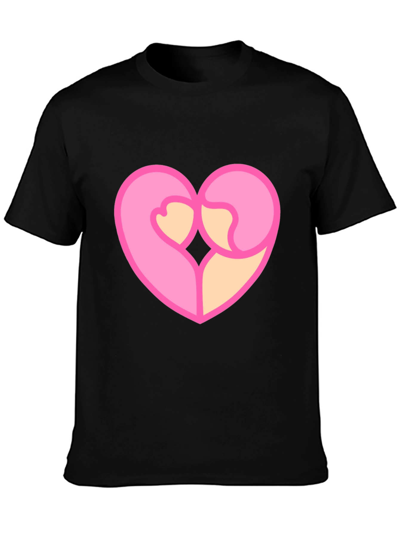 Black Heart Hug Graphic Tee - Black Cotton Blend view 3