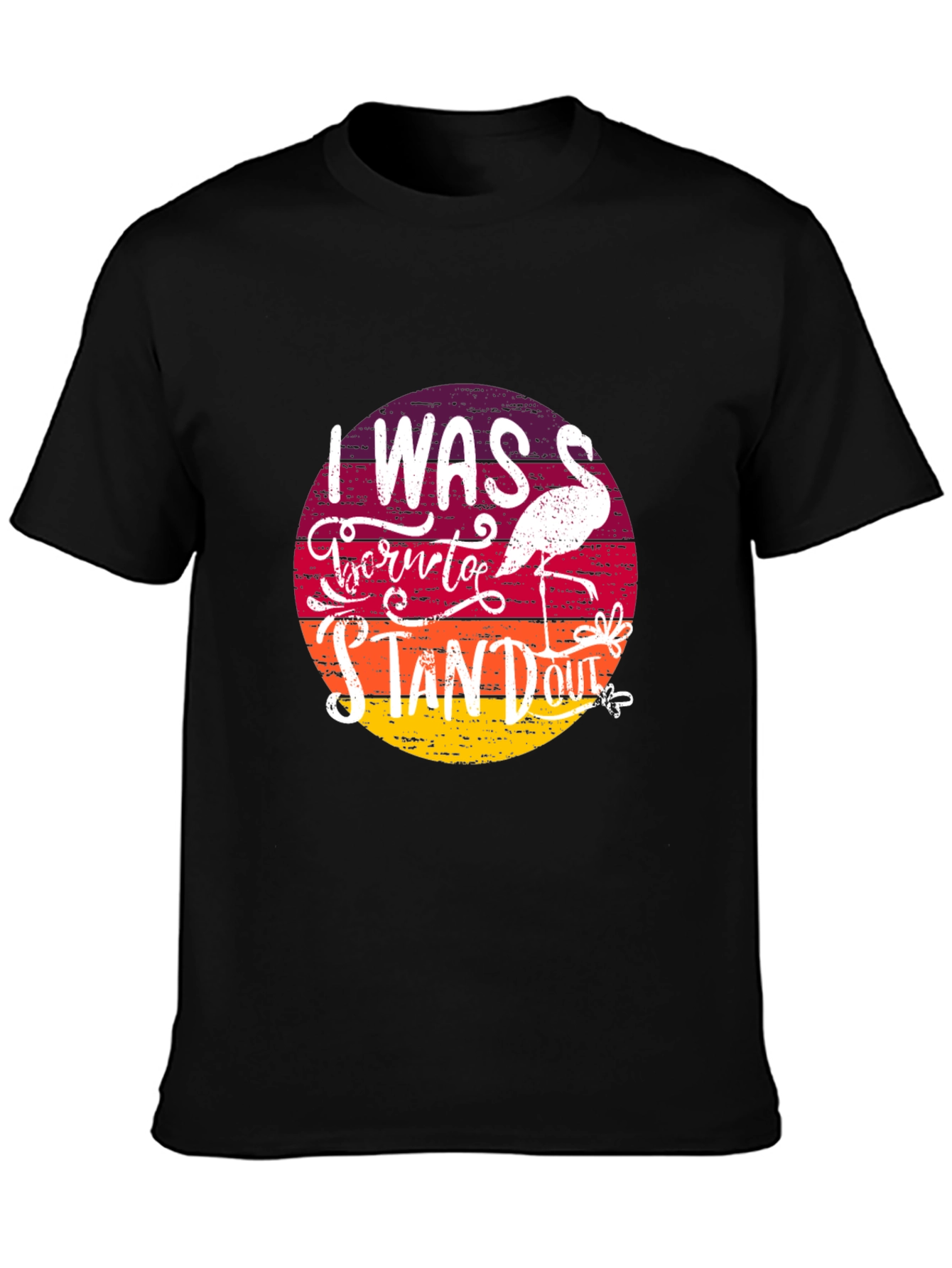 Black Born to Stand Out Flamingo T-Shirt view 3